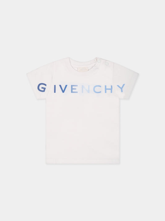 T-shirt bianca per neonato con logo e motivo 4G,Givenchy Kids,H05249 10P
