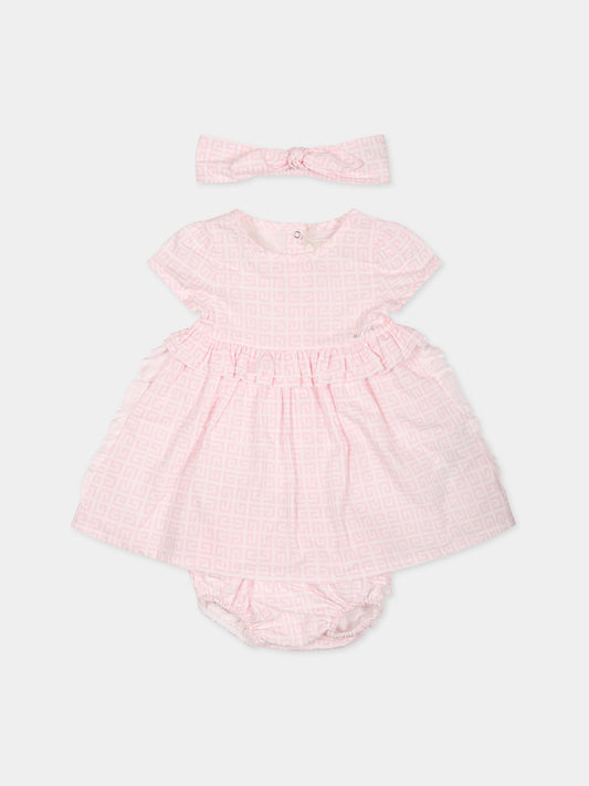 Completo rosa per neonata con motivo 4G,Givenchy Kids,H98168 44Z