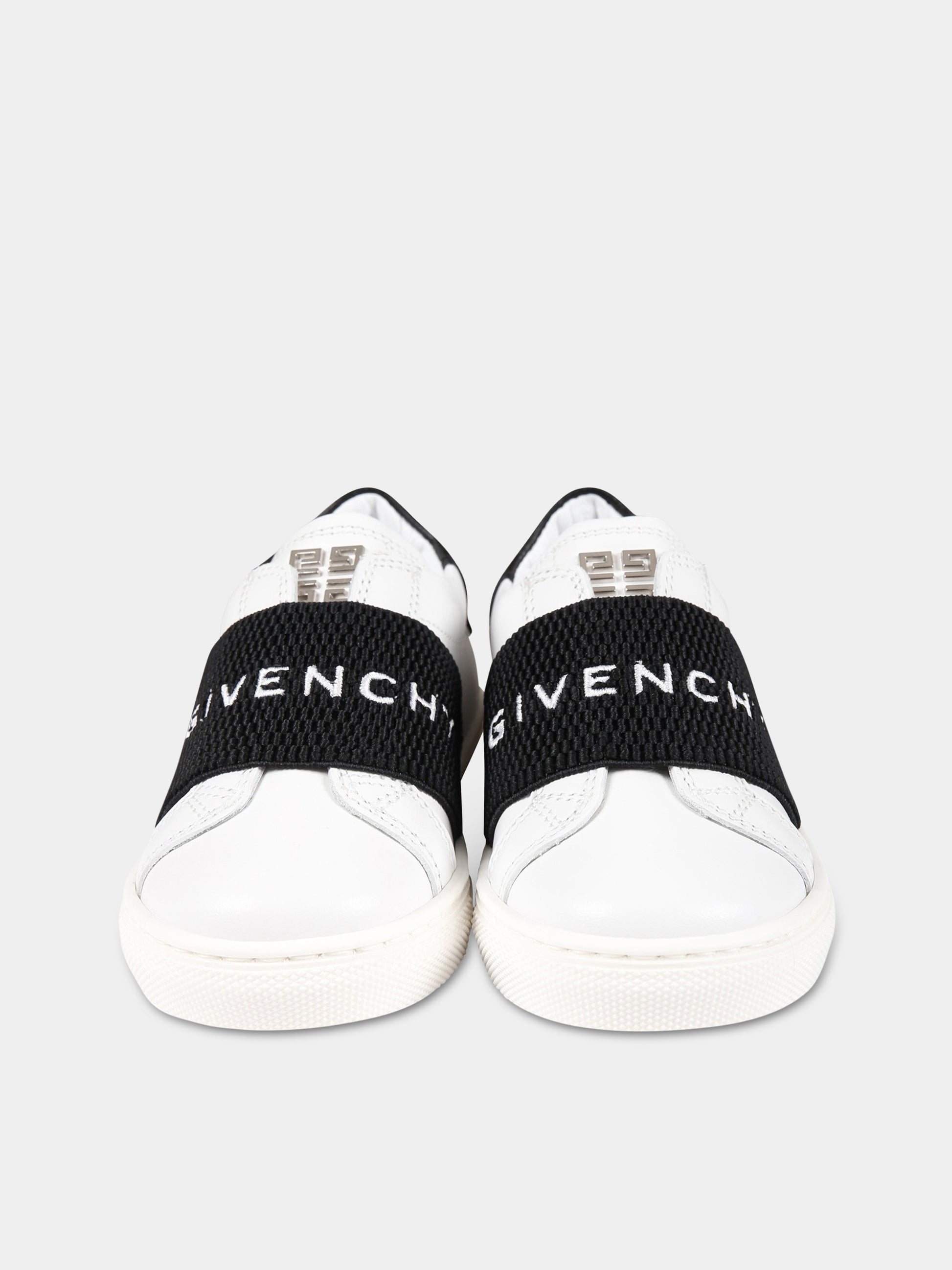 Sneakers bianche per neonato con fascia nera logata,Givenchy Kids,H29083 10P