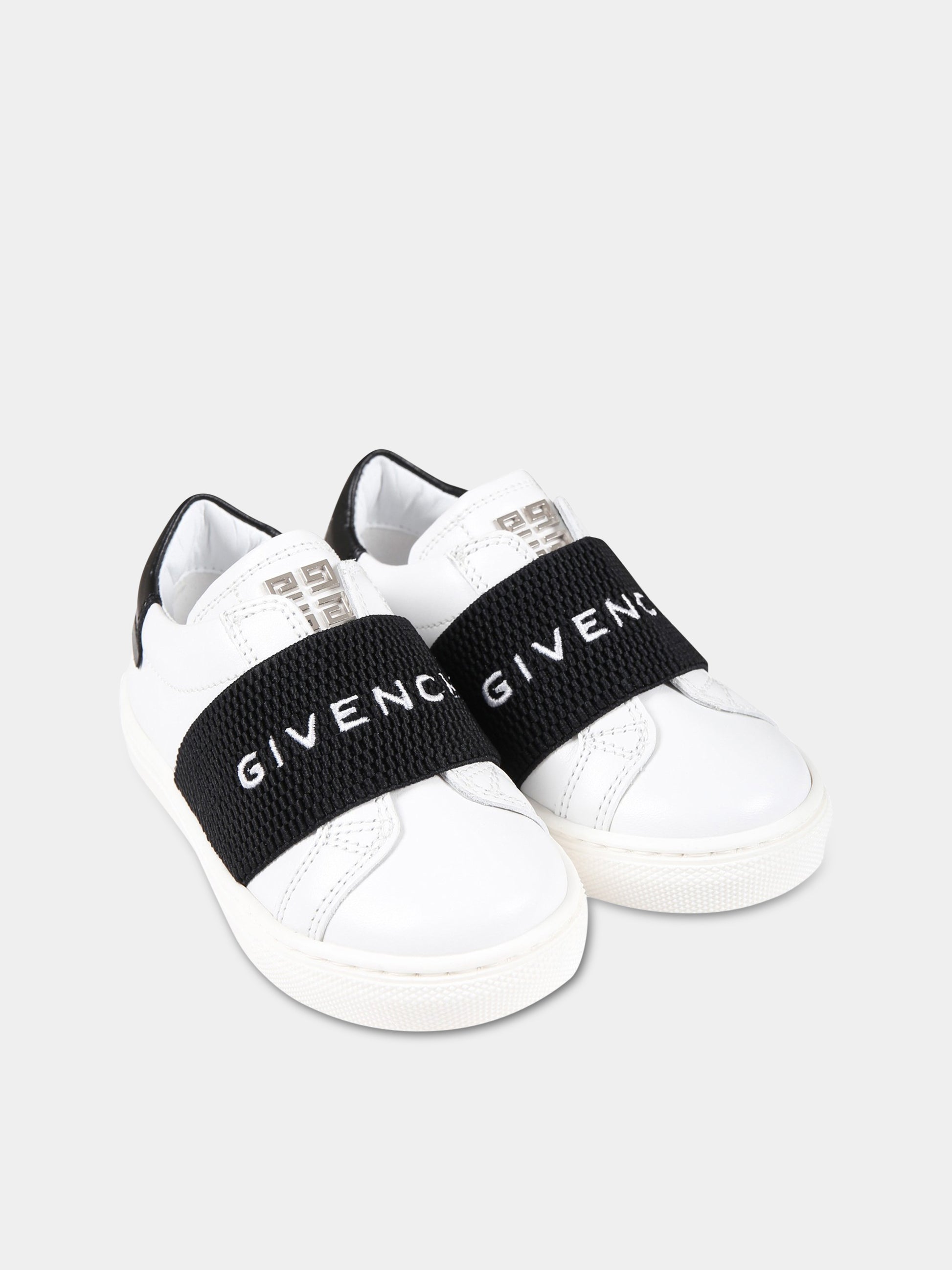 Sneakers bianche per neonato con fascia nera logata,Givenchy Kids,H29083 10P