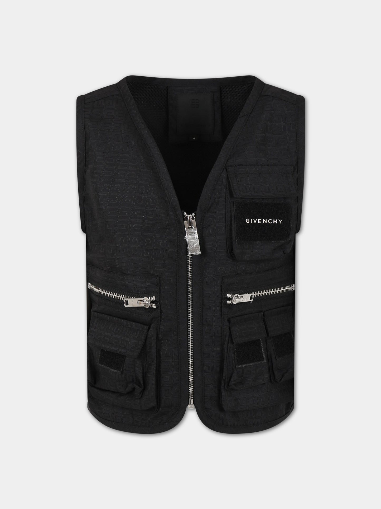 Gilet nero per bambino con logo,Givenchy Kids,H26129 09B