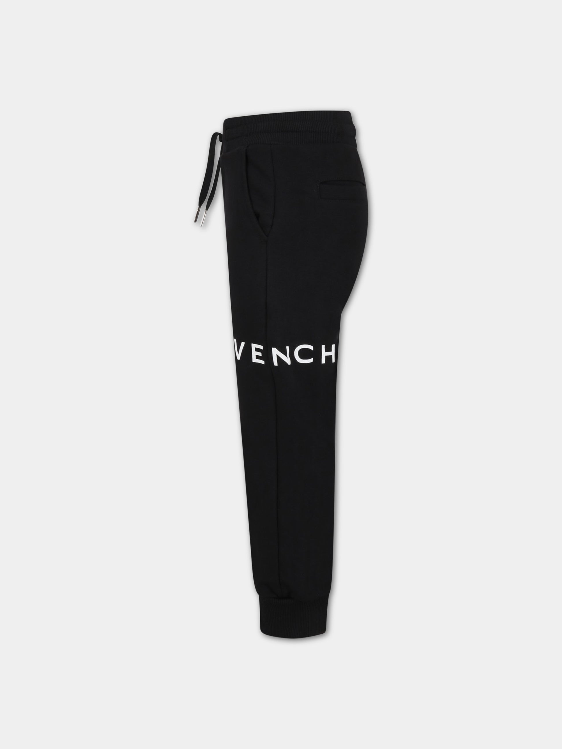 Pantaloni neri da tuta per bambino con logo bianco,Givenchy Kids,H24202 09B