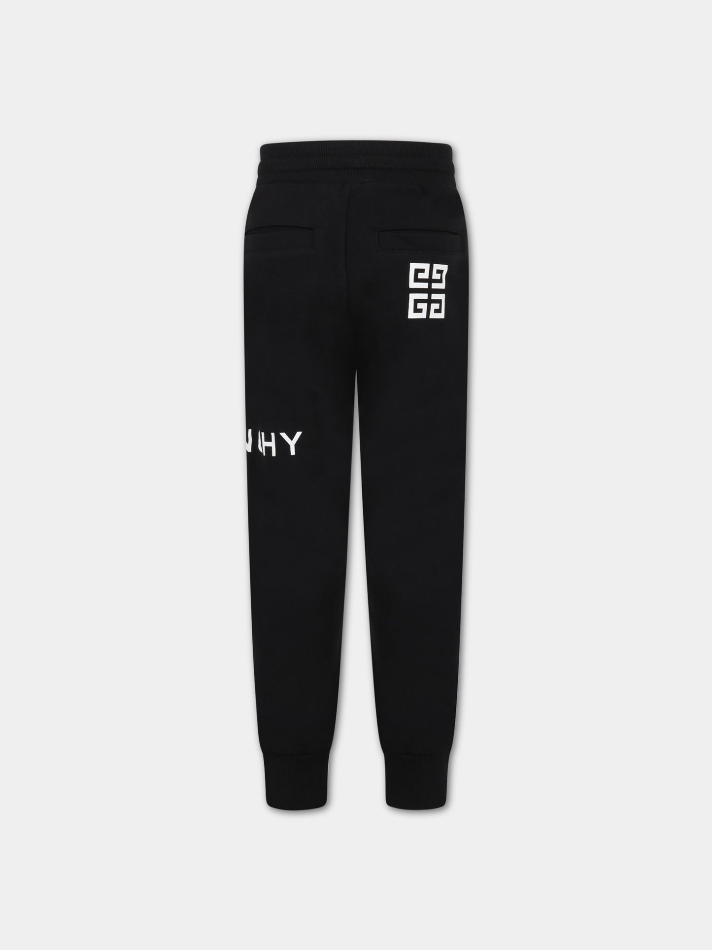 Pantaloni neri da tuta per bambino con logo bianco,Givenchy Kids,H24202 09B