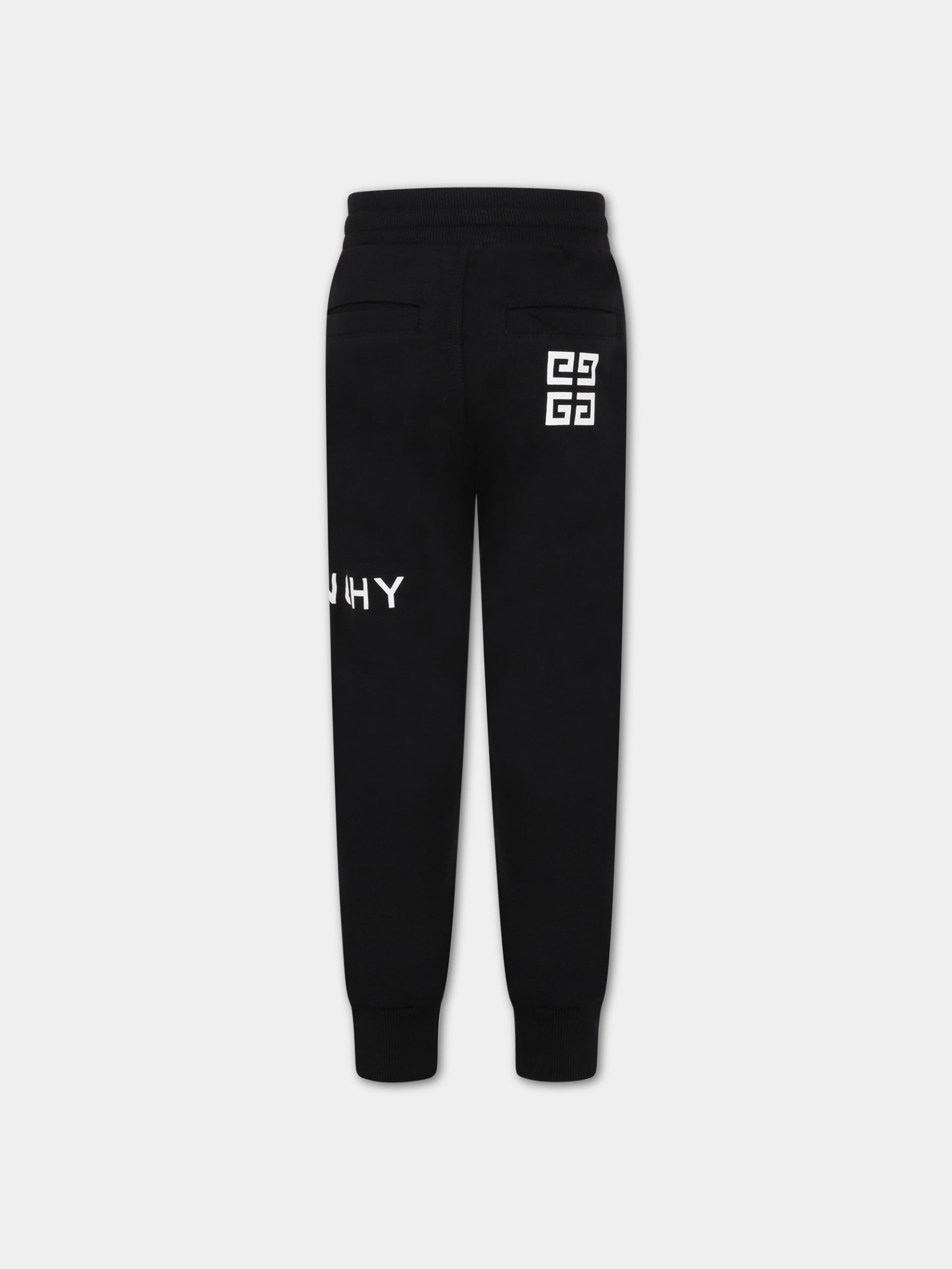 Pantaloni neri da tuta per bambino con logo bianco,Givenchy Kids,H24202 09B