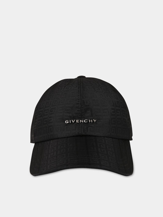 Cappello nero per bambini con logo e motivo 4G,Givenchy Kids,H21065 09B