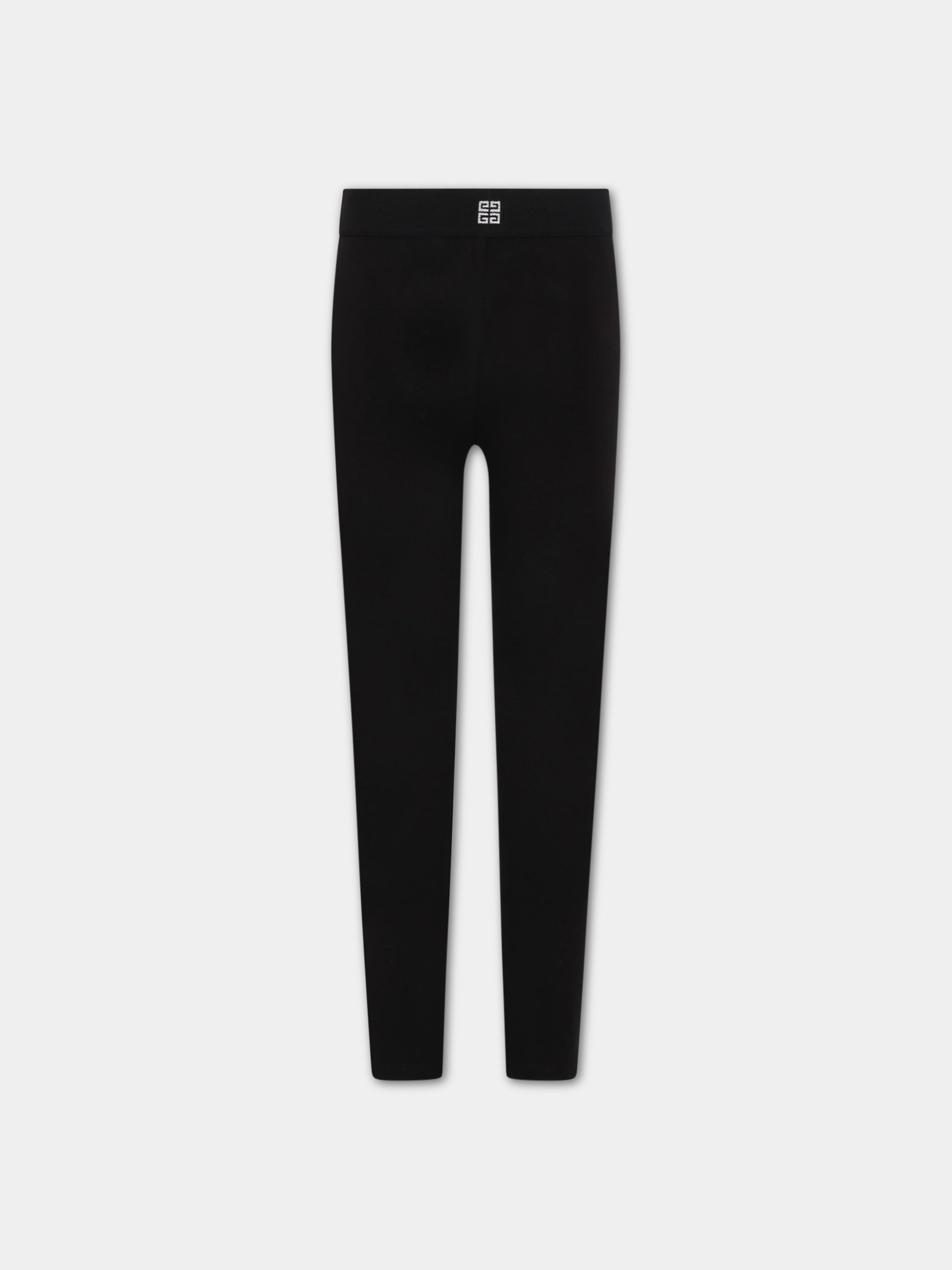 Leggings neri per bambina con logo bianco,Givenchy Kids,H14194 09B