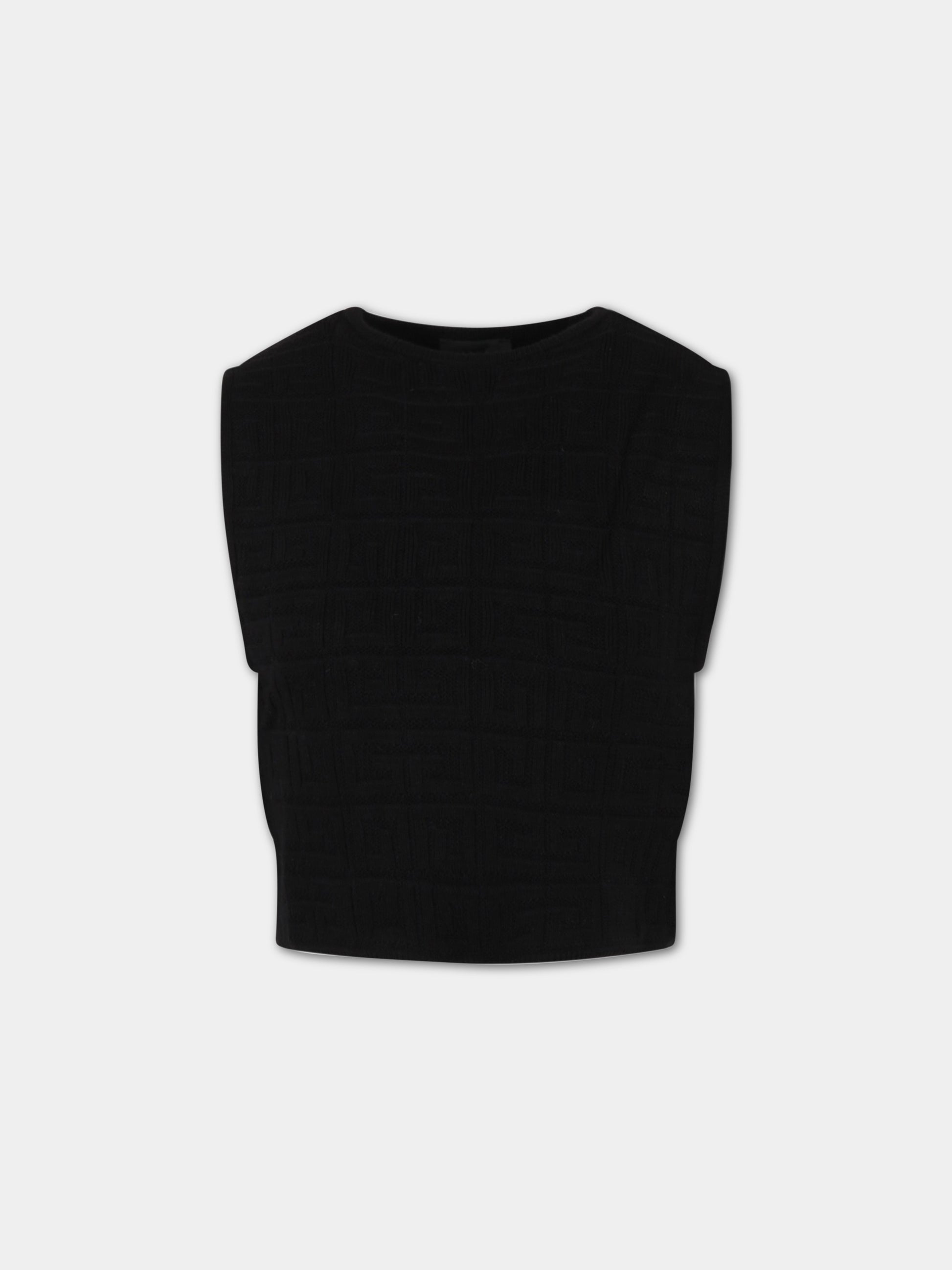 Maglione nero per bambina con logo bianco,Givenchy Kids,H15317 09B