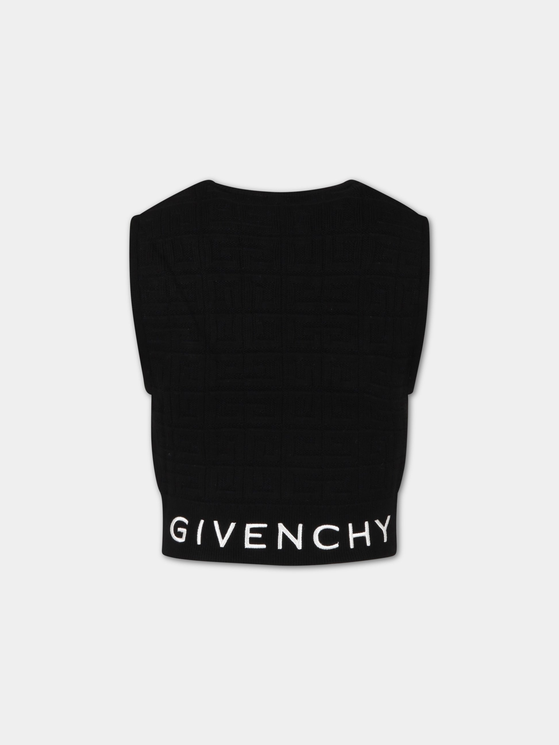 Maglione nero per bambina con logo bianco,Givenchy Kids,H15317 09B