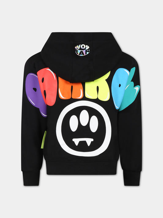 Felpa nero per bambini con iconico smile e logo multicolor,Barrow,032921 110