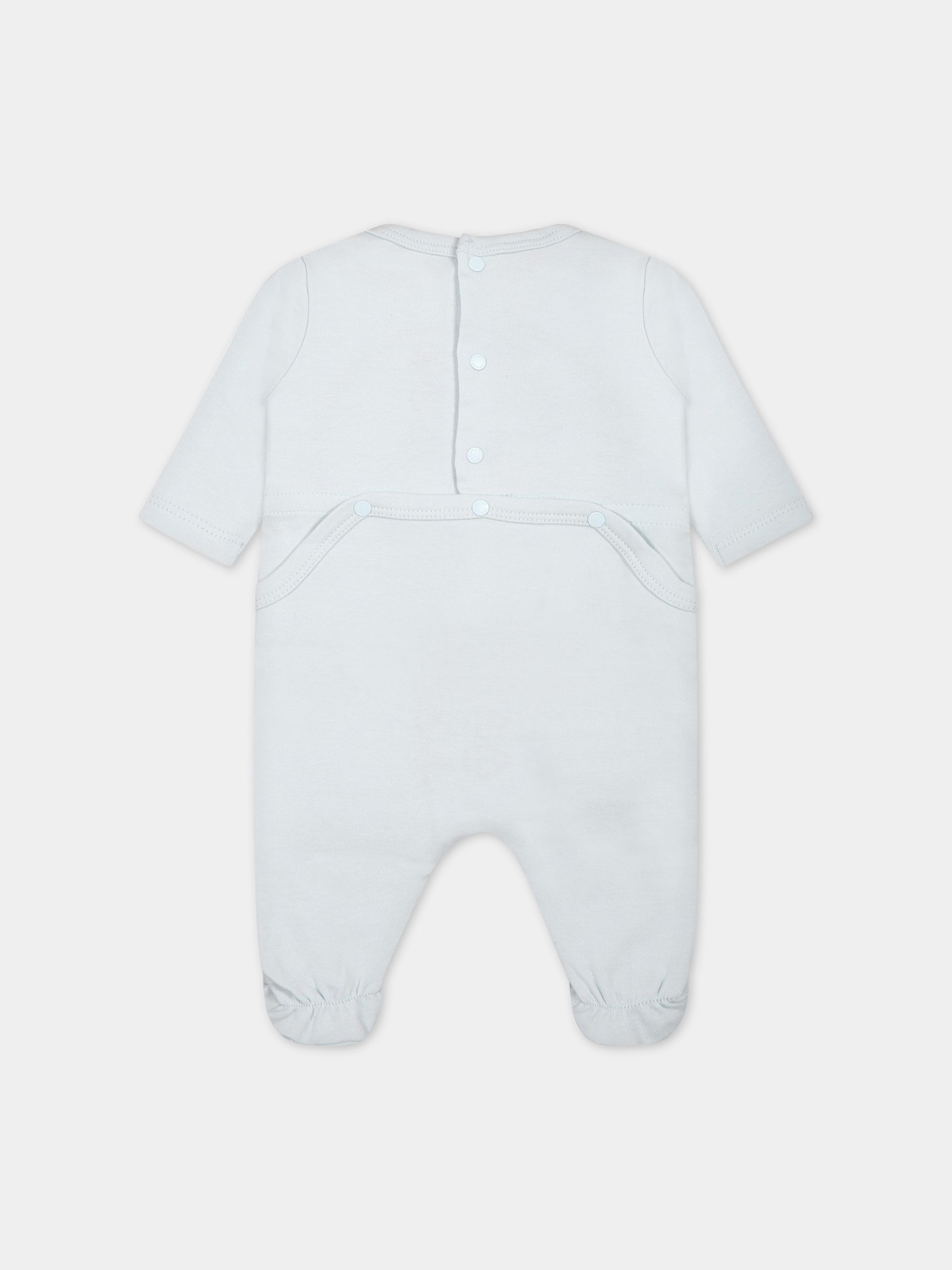 Tutina celeste per neonato con iconica tigre e logo,Kenzo Kids,N19045 494