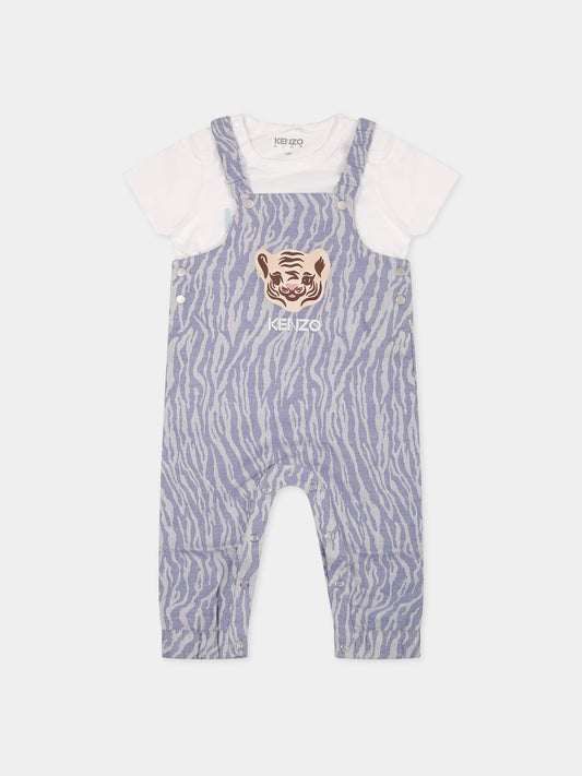 Completo multicolor per neonato con tigre e logo,Kenzo Kids,K98099 78P
