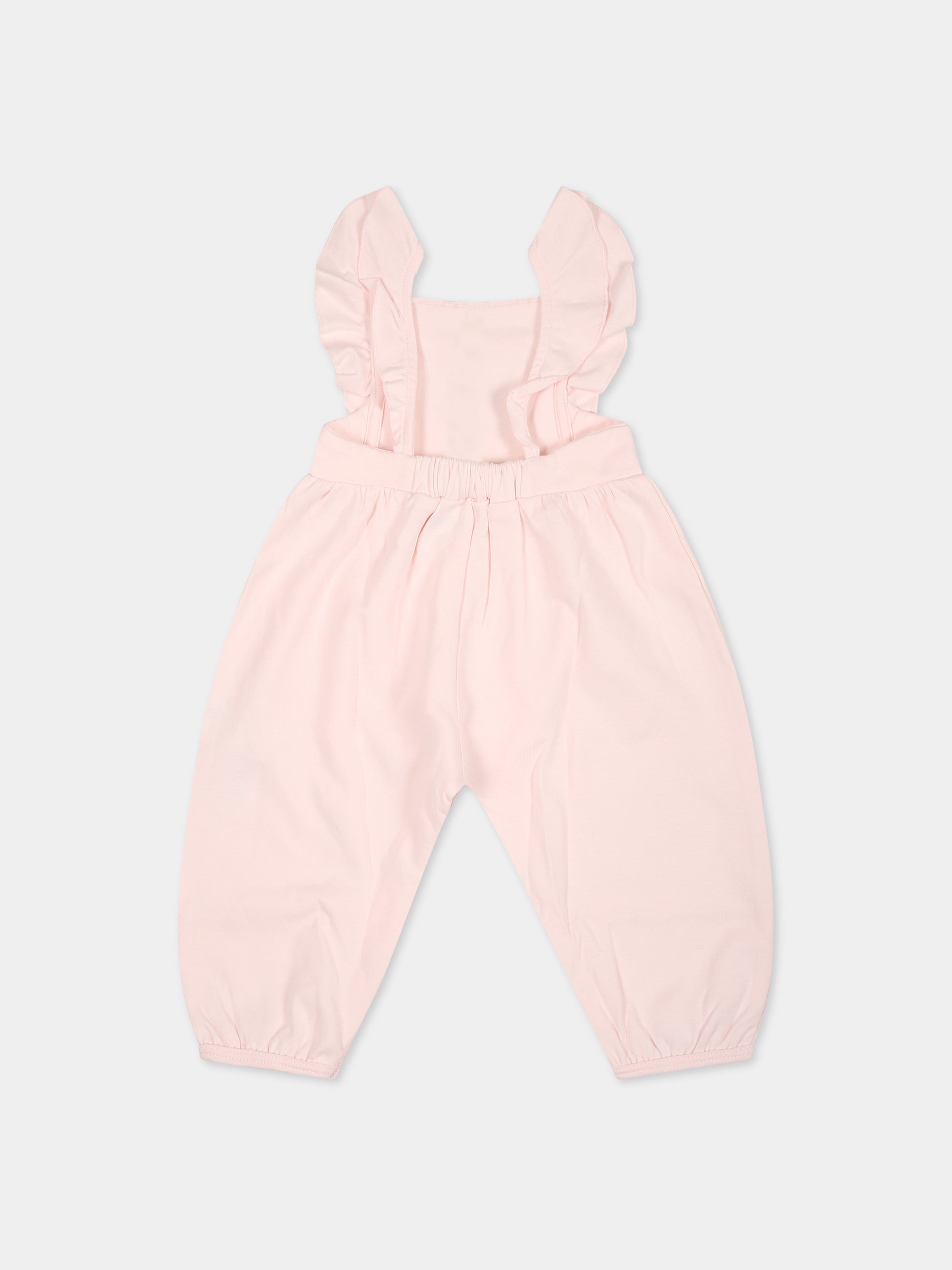 Salopette rosa per neonata con tigre e logo,Kenzo Kids,K94104 450