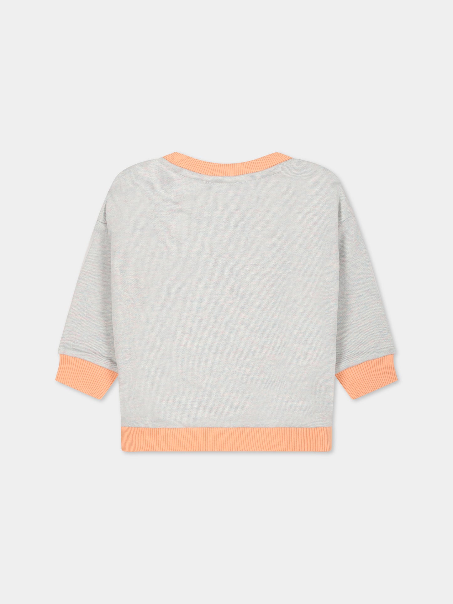 Felpa grigia per neonata con stampa elefante e logo,Kenzo Kids,K05484 010