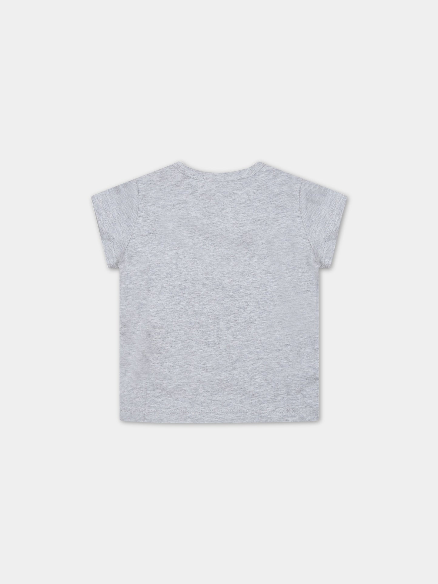 T-shirt grigia per neonata con logo multicolor,Kenzo Kids,K05479 A41