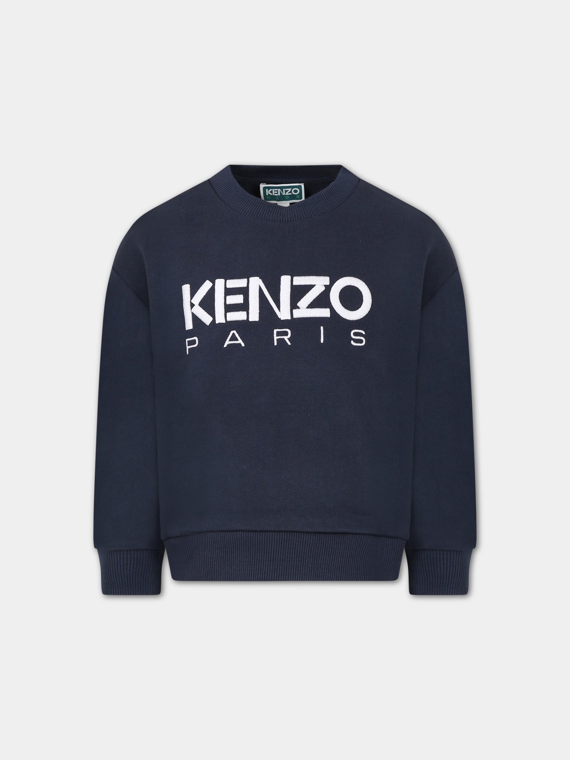 Felpa blu per bambino con  logo,Kenzo Kids,K25774 857