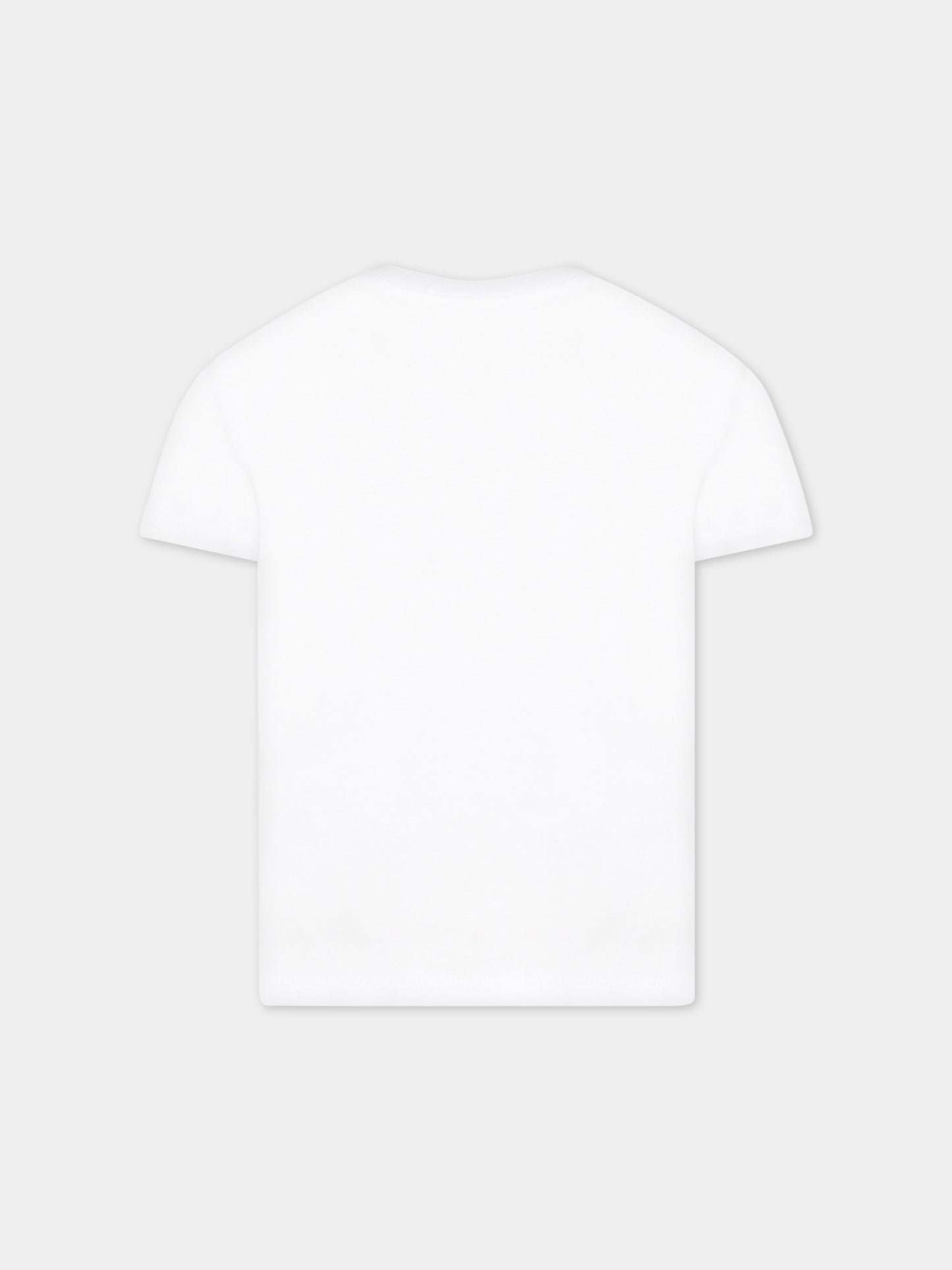 T-shirt bianca per bambino con patch logo,Kenzo Kids,K25776 10P