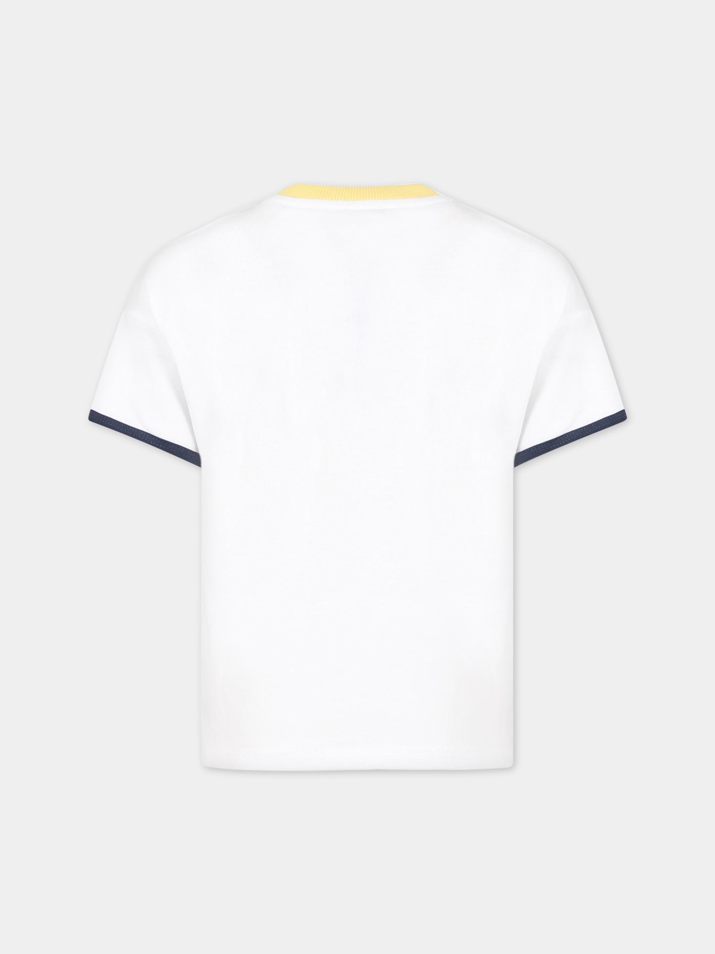 T-shirt bianca per bambino con iconica tigre  e logo,Kenzo Kids,K25804 10P