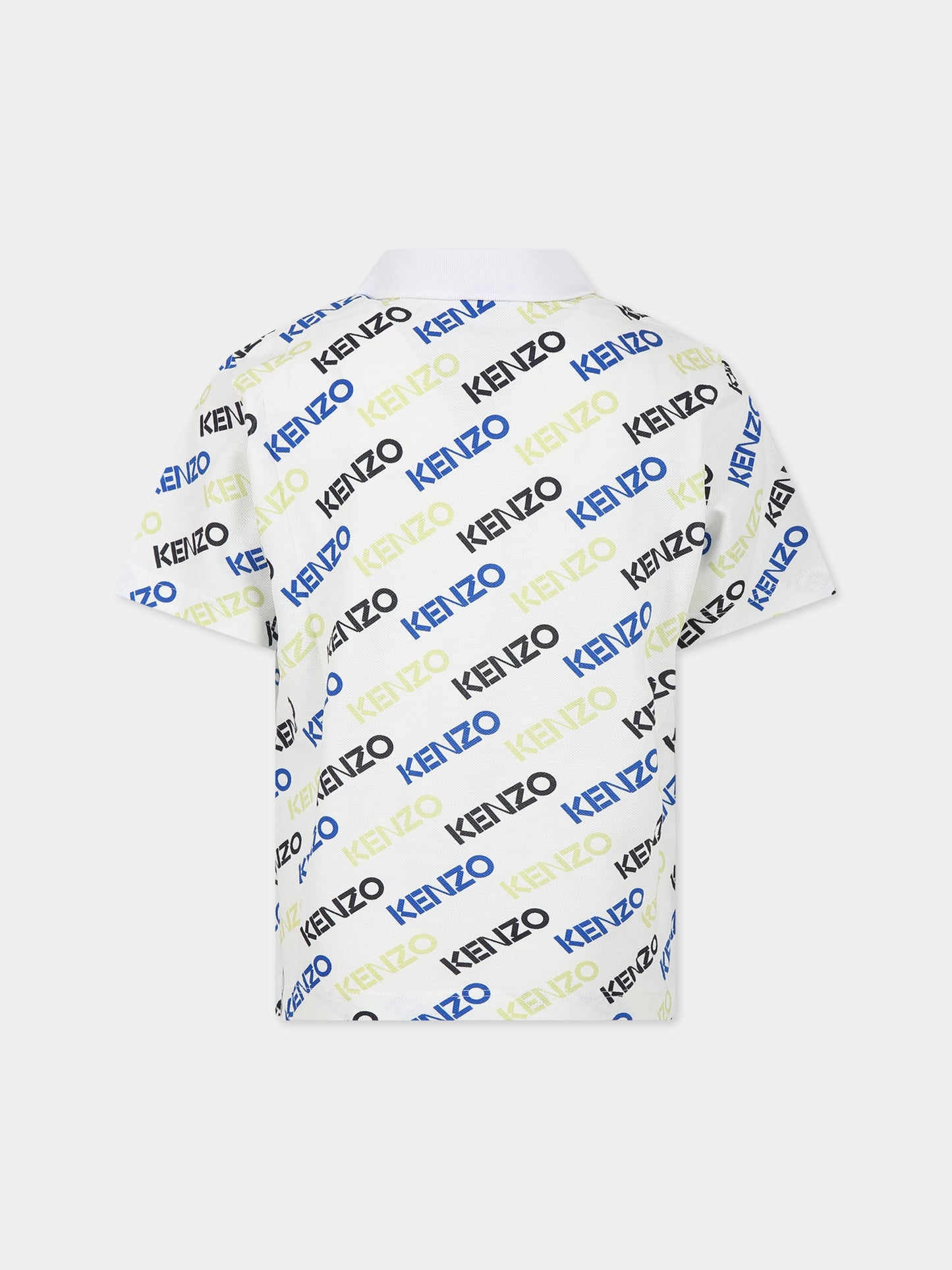 Polo bianca per bambino con logo multicolor,Kenzo Kids,K25798 10P
