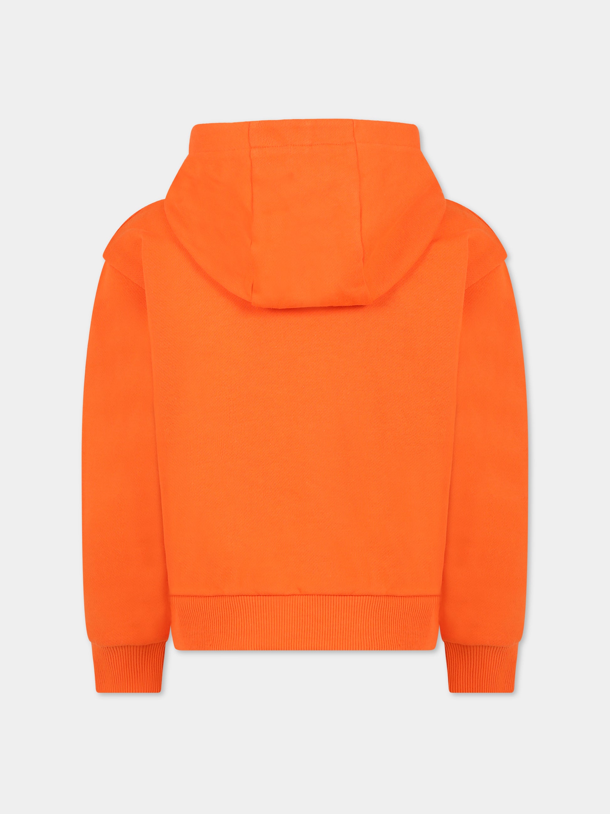 Felpa arancione per bambino con tigre e logo,Kenzo Kids,K25771 420