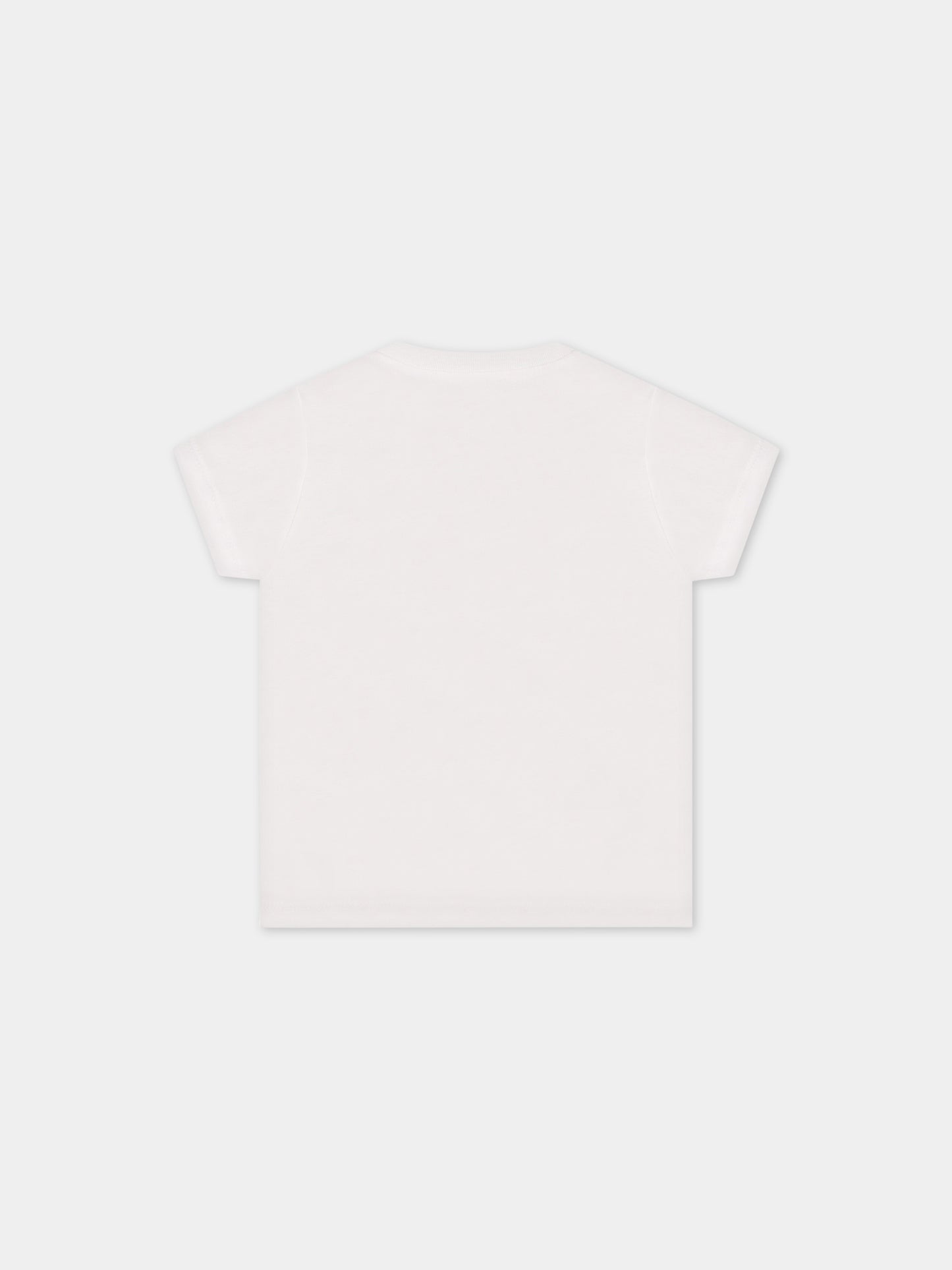 T-shirt bianca per neonato con logo multicolor,Kenzo Kids,K05461 10P