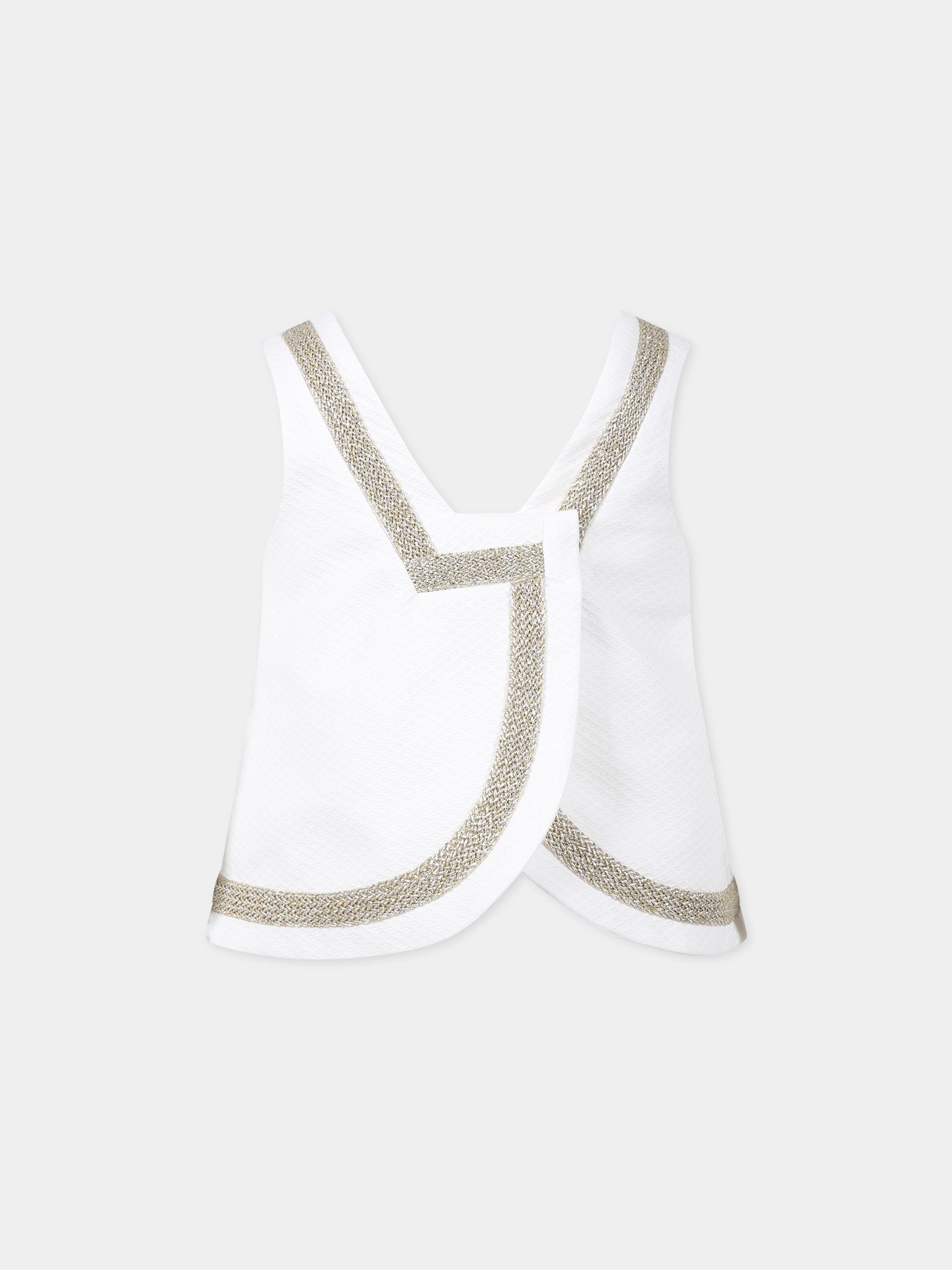 Top bianco per bambina con dettagli in lurex,Genny,GFCA004 PQ16 D000