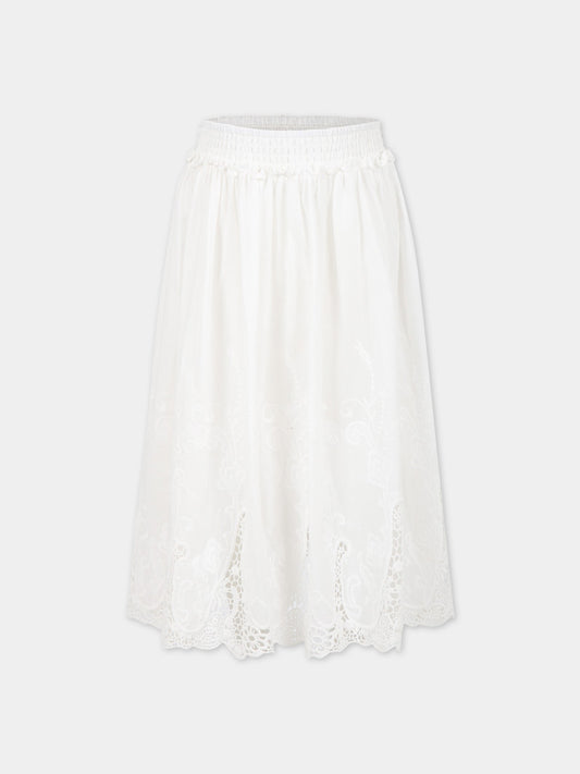 Gonna bianca per bambina con logo,Ermanno Scervino Junior,SFGO040C RI350 0002