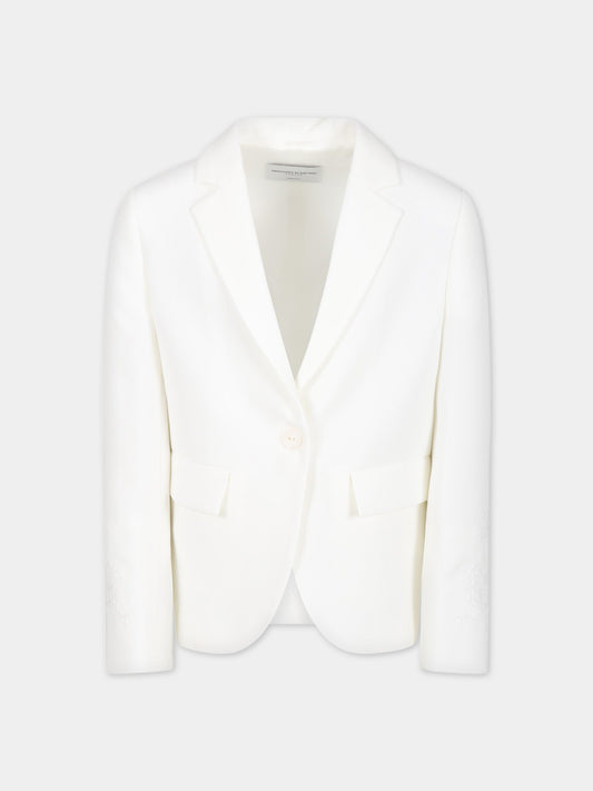 Giacca bianca per bambina con ricami,Ermanno Scervino Junior,SFGC008 GA39 0005