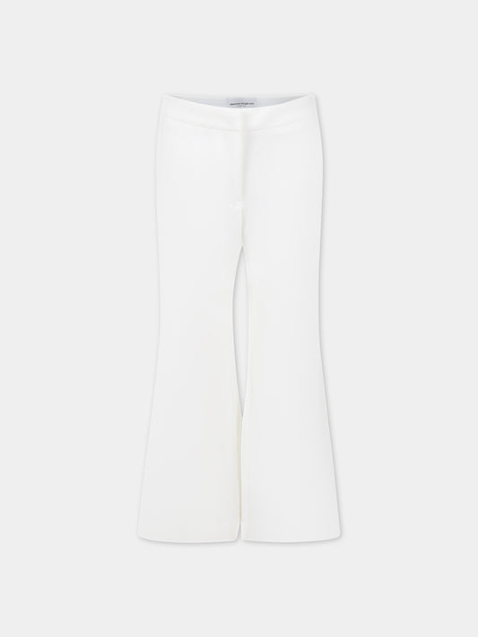 Pantaloni bianchi per bambina con logo,Ermanno Scervino Junior,SFPA054 GA39 0005