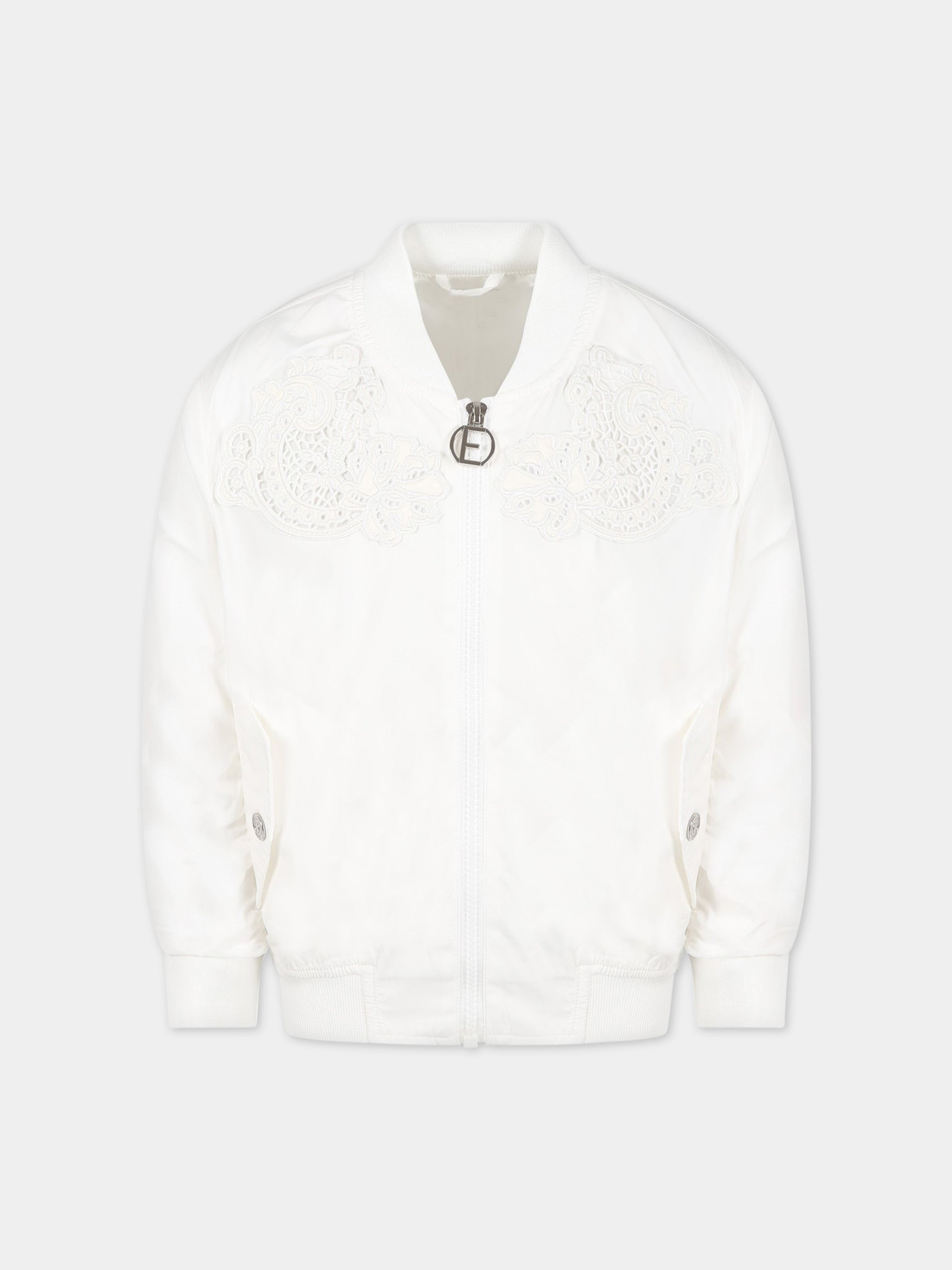 Giubbotto bianco per bambina con logo,Ermanno Scervino Junior,SFGB030C NY278 0002