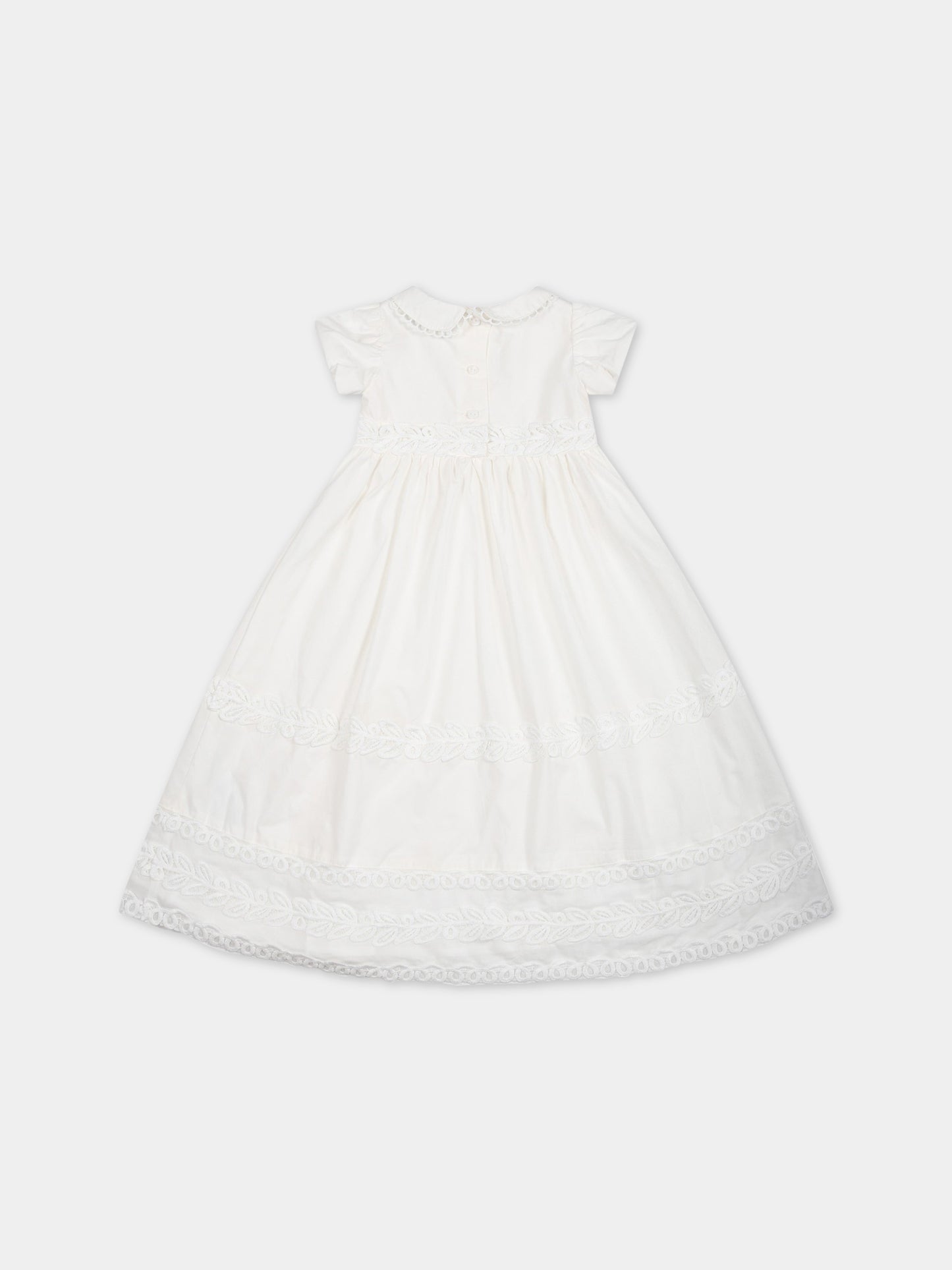 Vestito bianco per neonata con logo,Ermanno Scervino Junior,SNAB001C RI349 0001