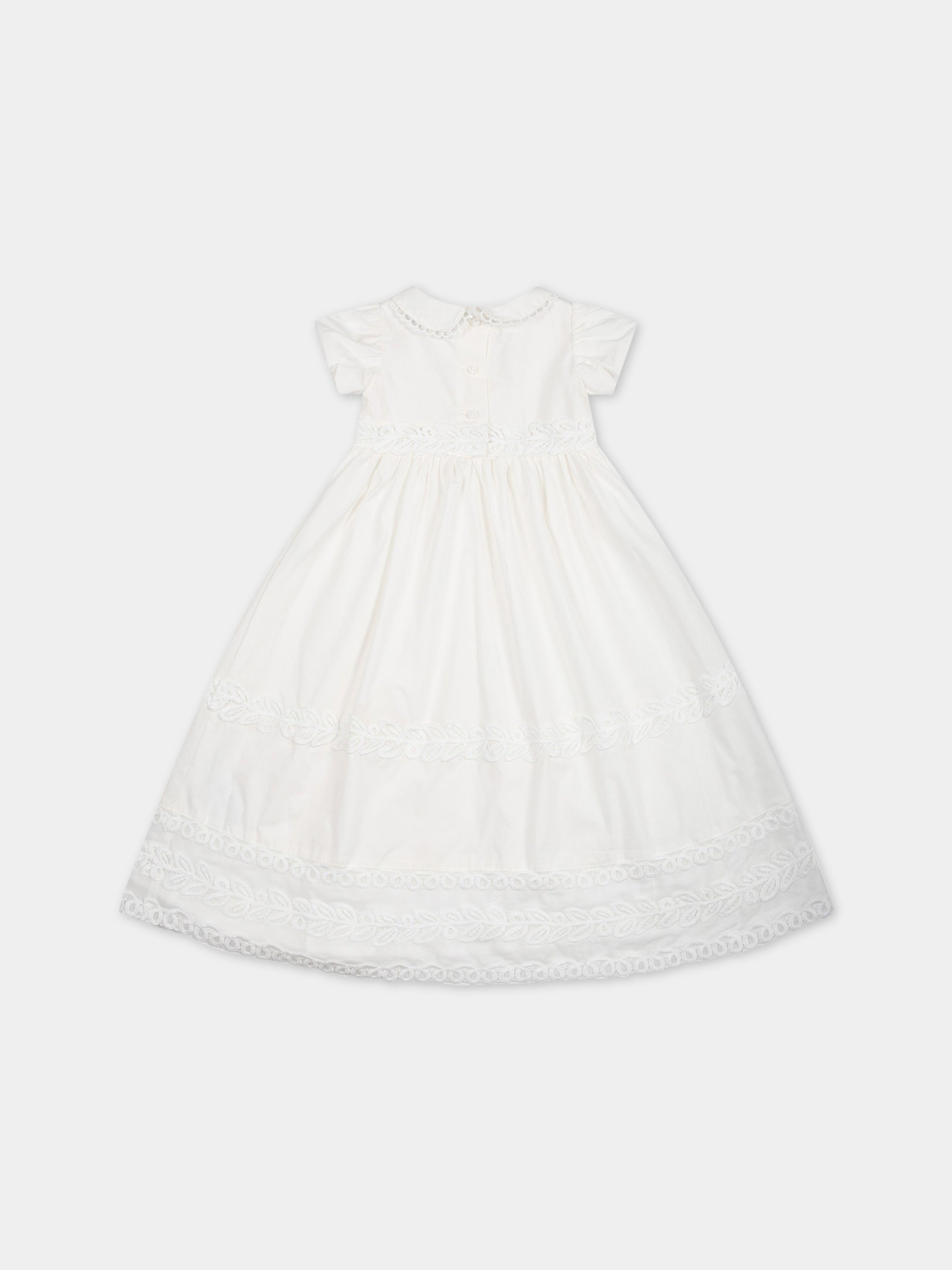 Vestito bianco per neonata con logo,Ermanno Scervino Junior,SNAB001C RI349 0001