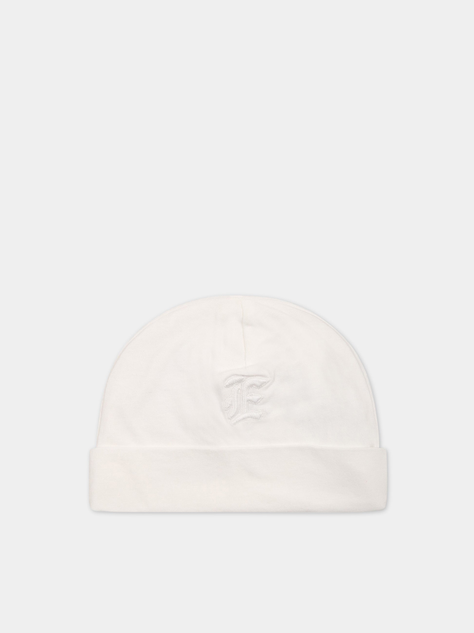 Cappello bianco per neonata con logo,Ermanno Scervino Junior,SNCP001C JE199 0001