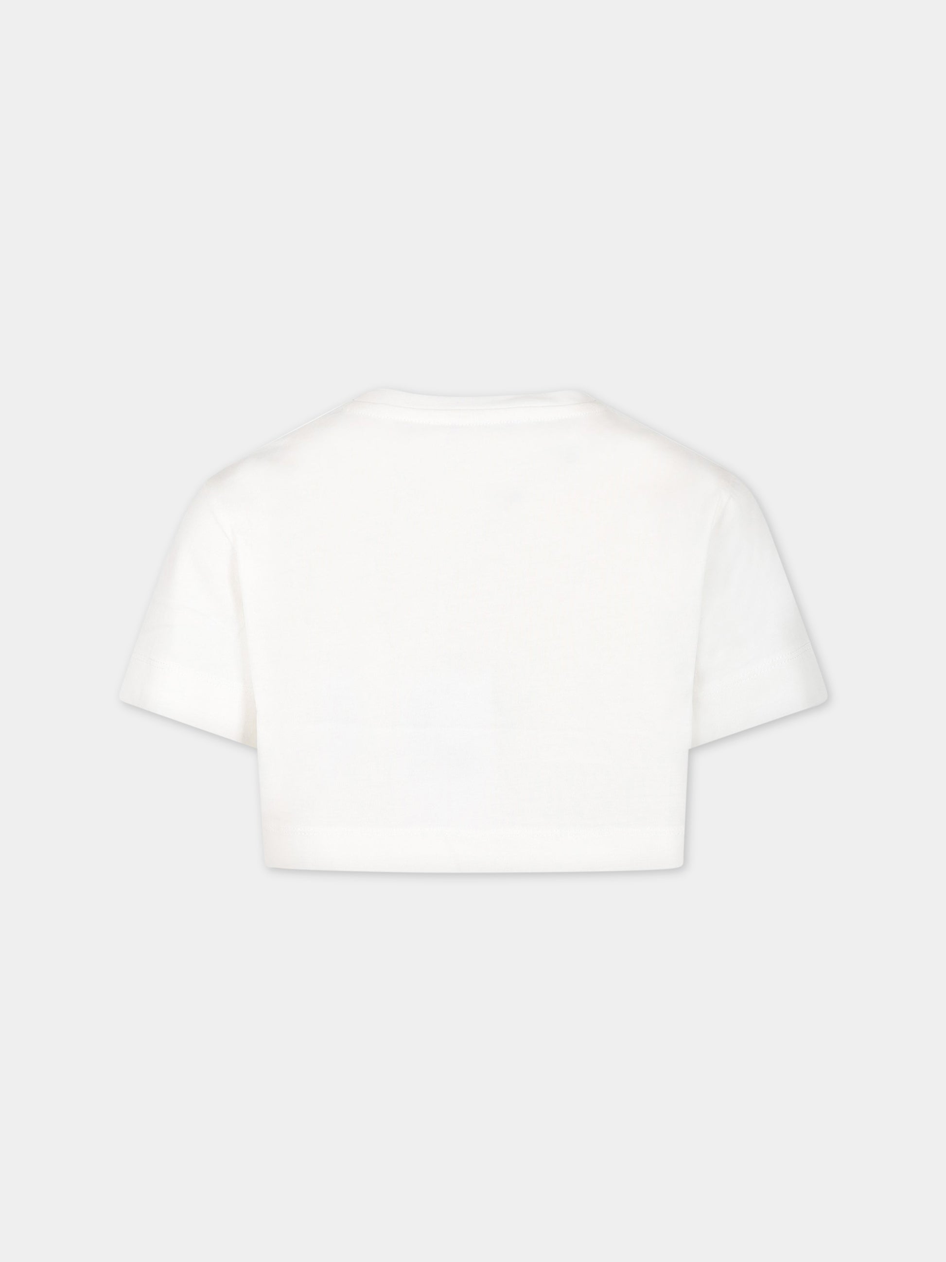 T-shirt bianca per bambina con logo,Ermanno Scervino Junior,SFTS063C JE200 0005