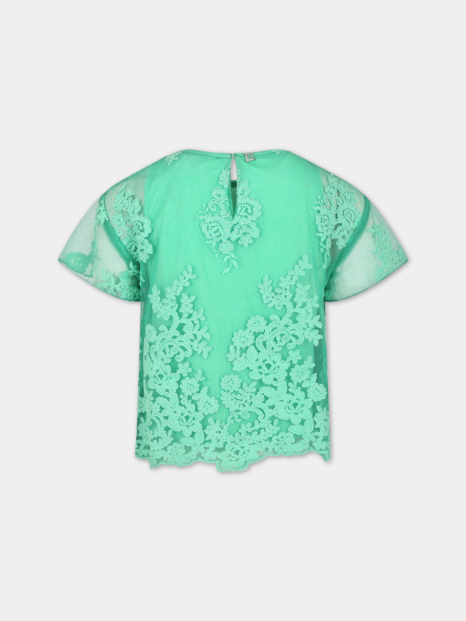 T-shirt verde per bambina con logo,Ermanno Scervino Junior,SFCA037C TU78 1000