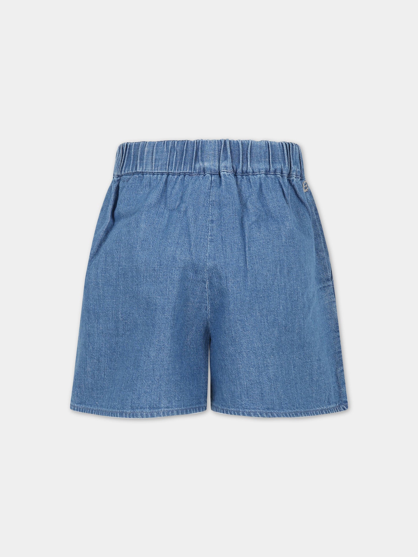 Shorts blu per bambina con logo,Ermanno Scervino Junior,SFBE025C DF020 4006