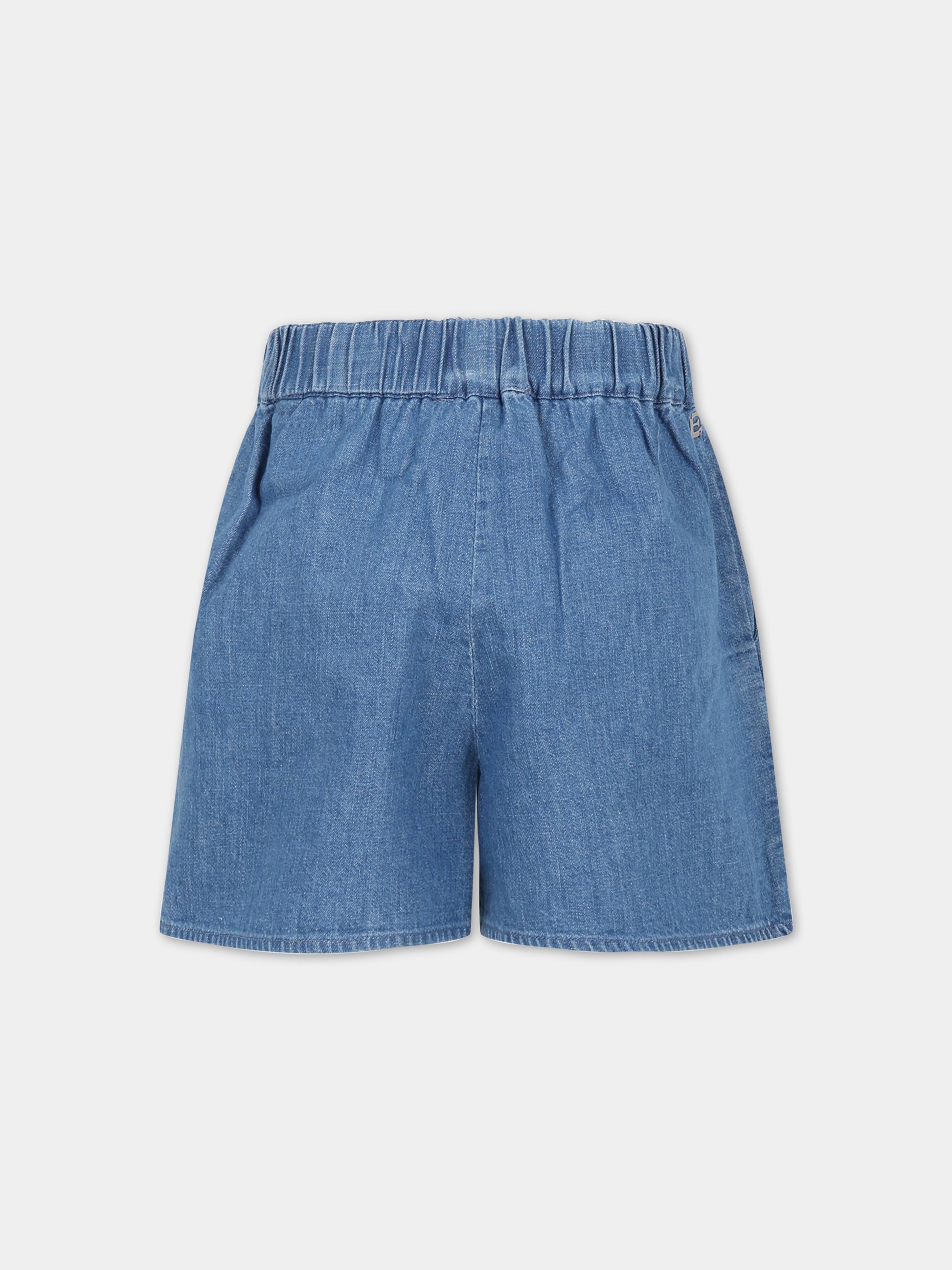 Shorts blu per bambina con logo,Ermanno Scervino Junior,SFBE025C DF020 4006