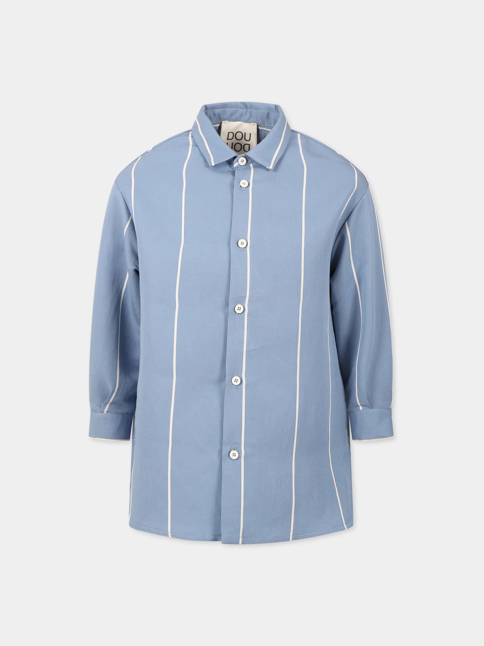 Camicia celeste per bambina,Douuod Kids,DS5P30 P0228 603AV