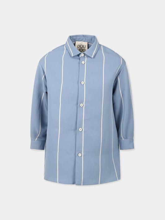 Camicia celeste per bambina,Douuod Kids,DS5P30 P0228 603AV