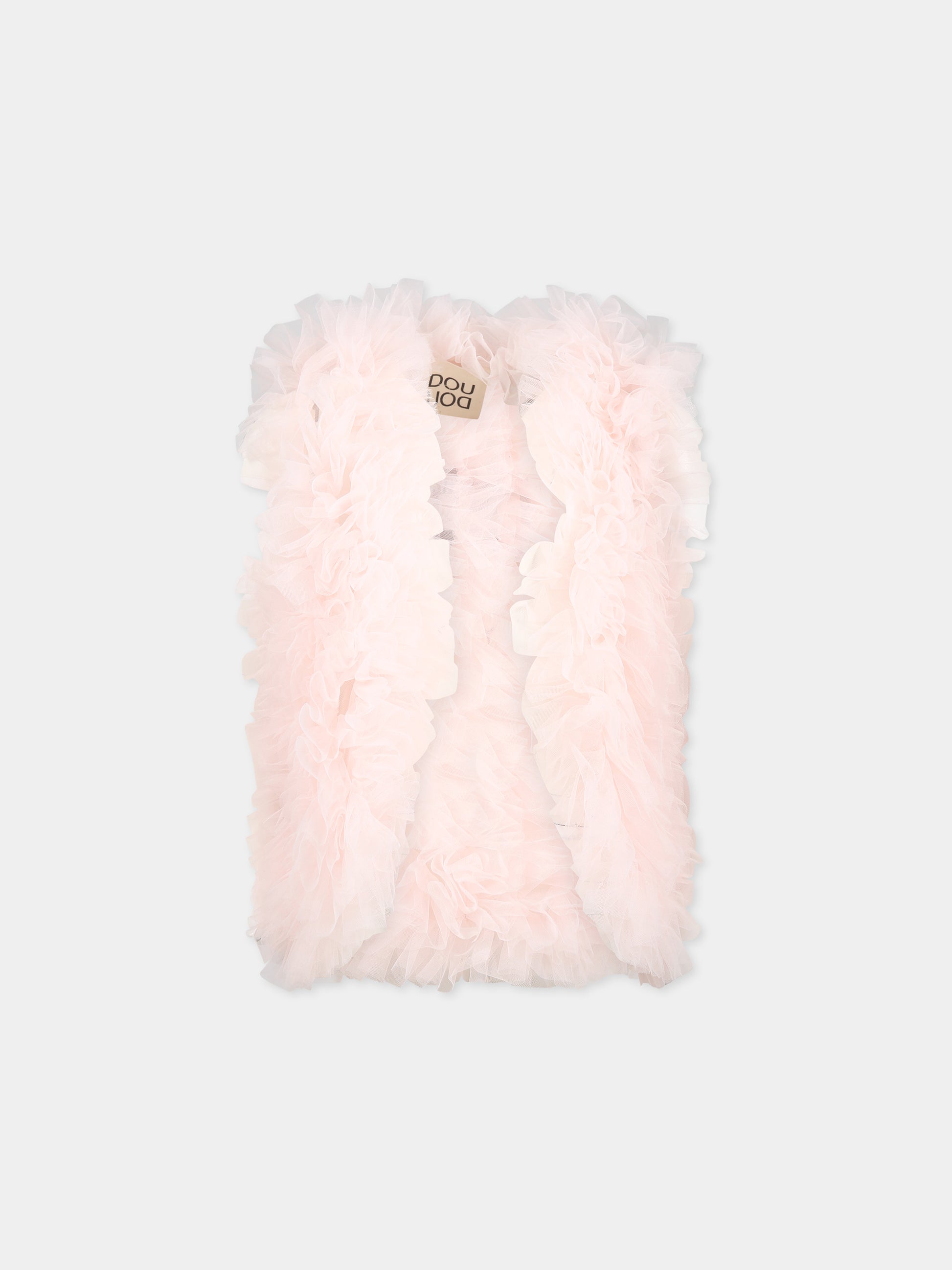 Gilet rosa per bambina con rouches,Douuod Kids,DS2A12 T0048 500