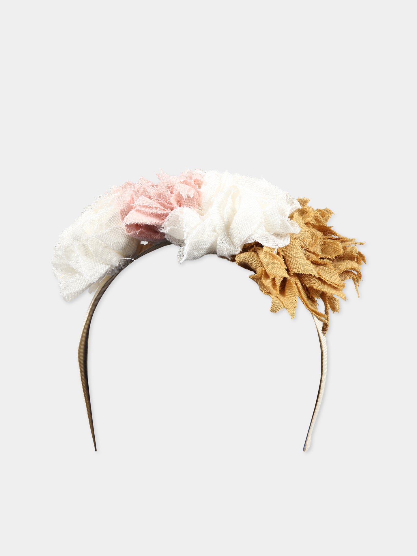 Cerchietto multicolor per bambina con applicazioni floreali,Caffe' D'orzo,ZS0A44 Z1444 102