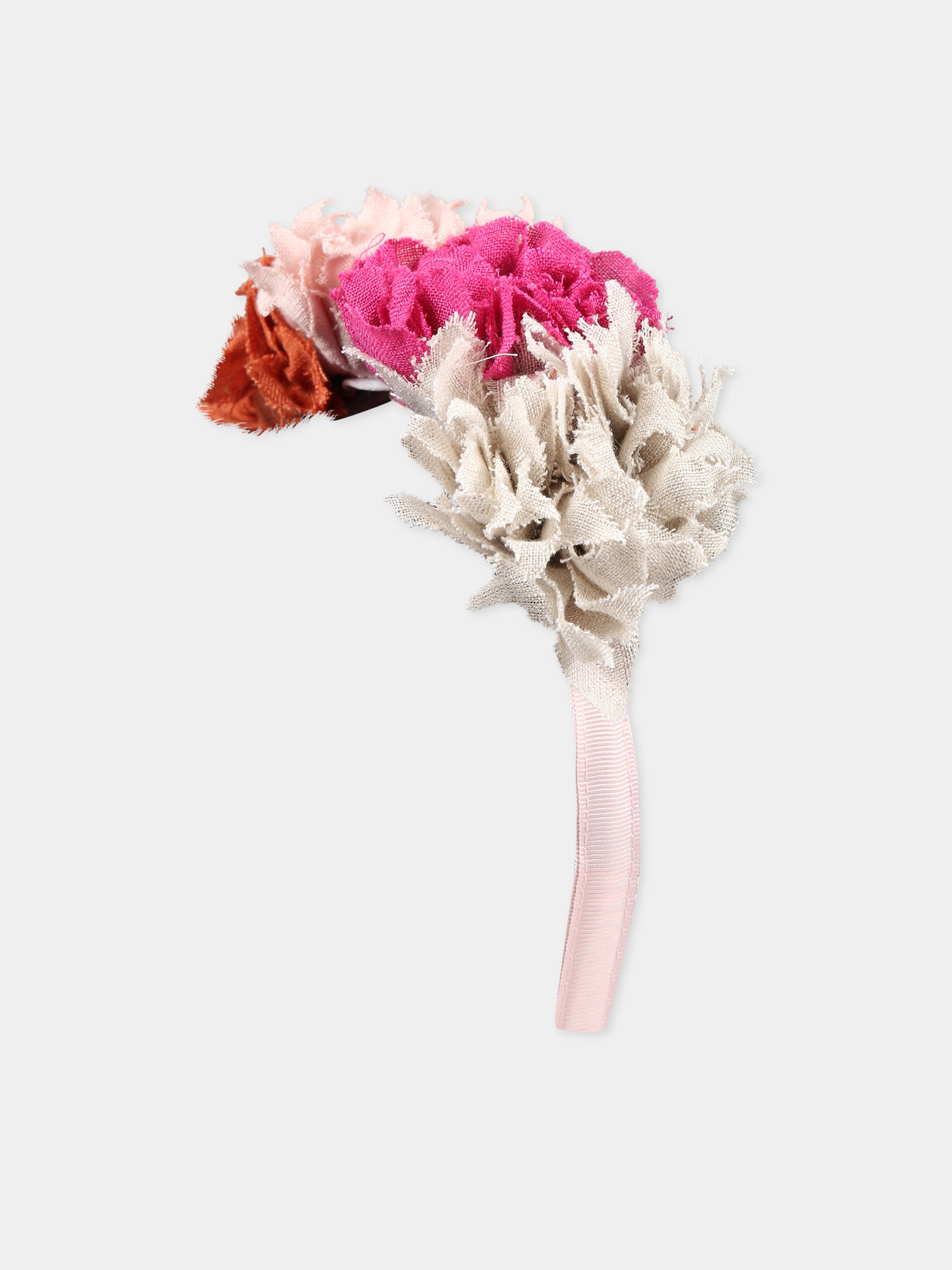 Cerchietto multicolor per bambina con applicazioni floreali,Caffe' D'orzo,ZS0A44 Z1444 505