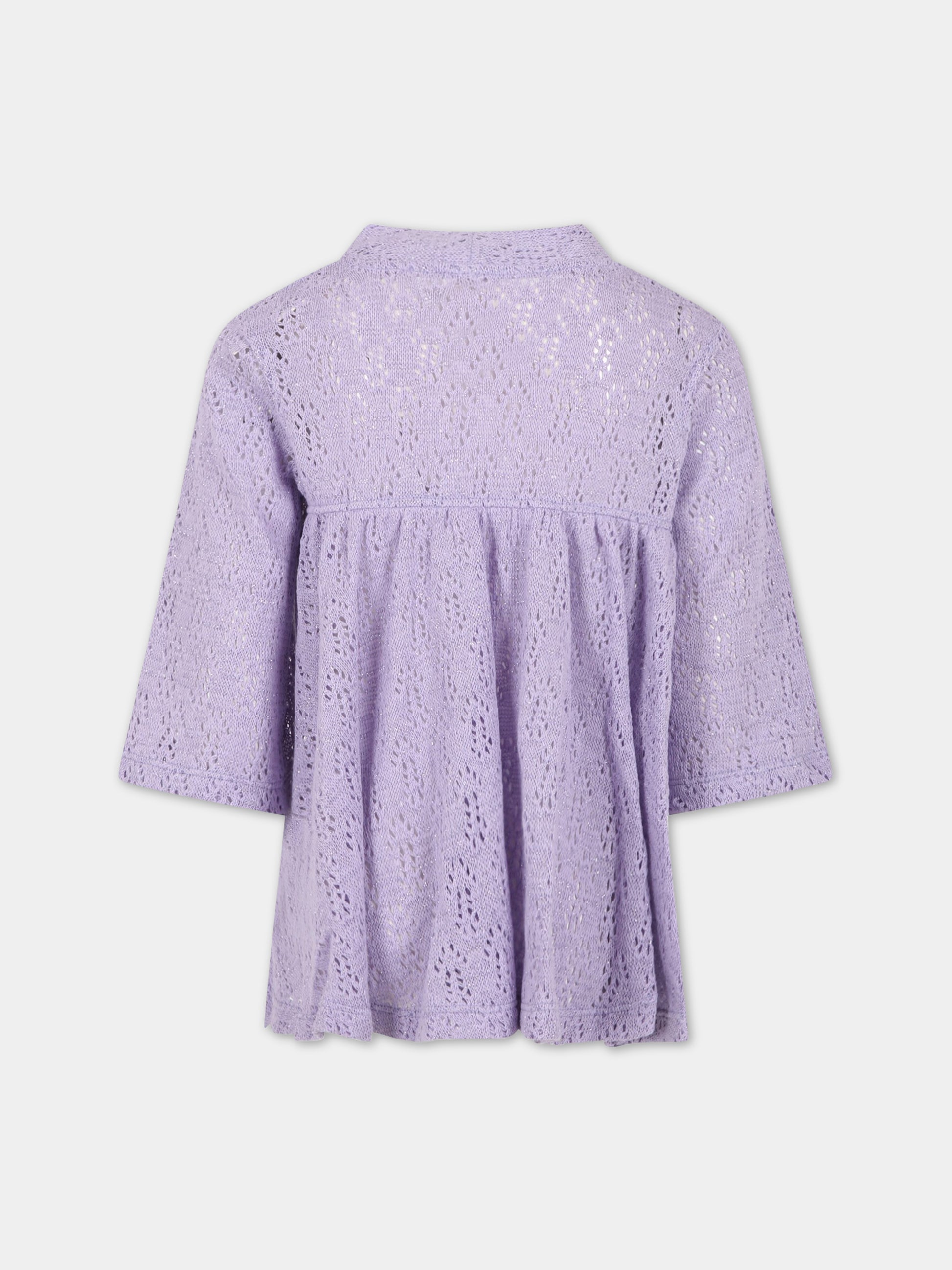 Cardigan viola per bambina con dettagli in lurex,Caffe' D'orzo,ZS9A30 Q0009 522