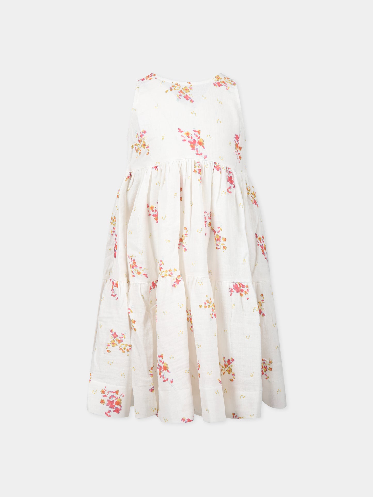 Vestito bianco per bambina con stampa,Caffe' D'orzo,ZS1A72 K0128 101RS