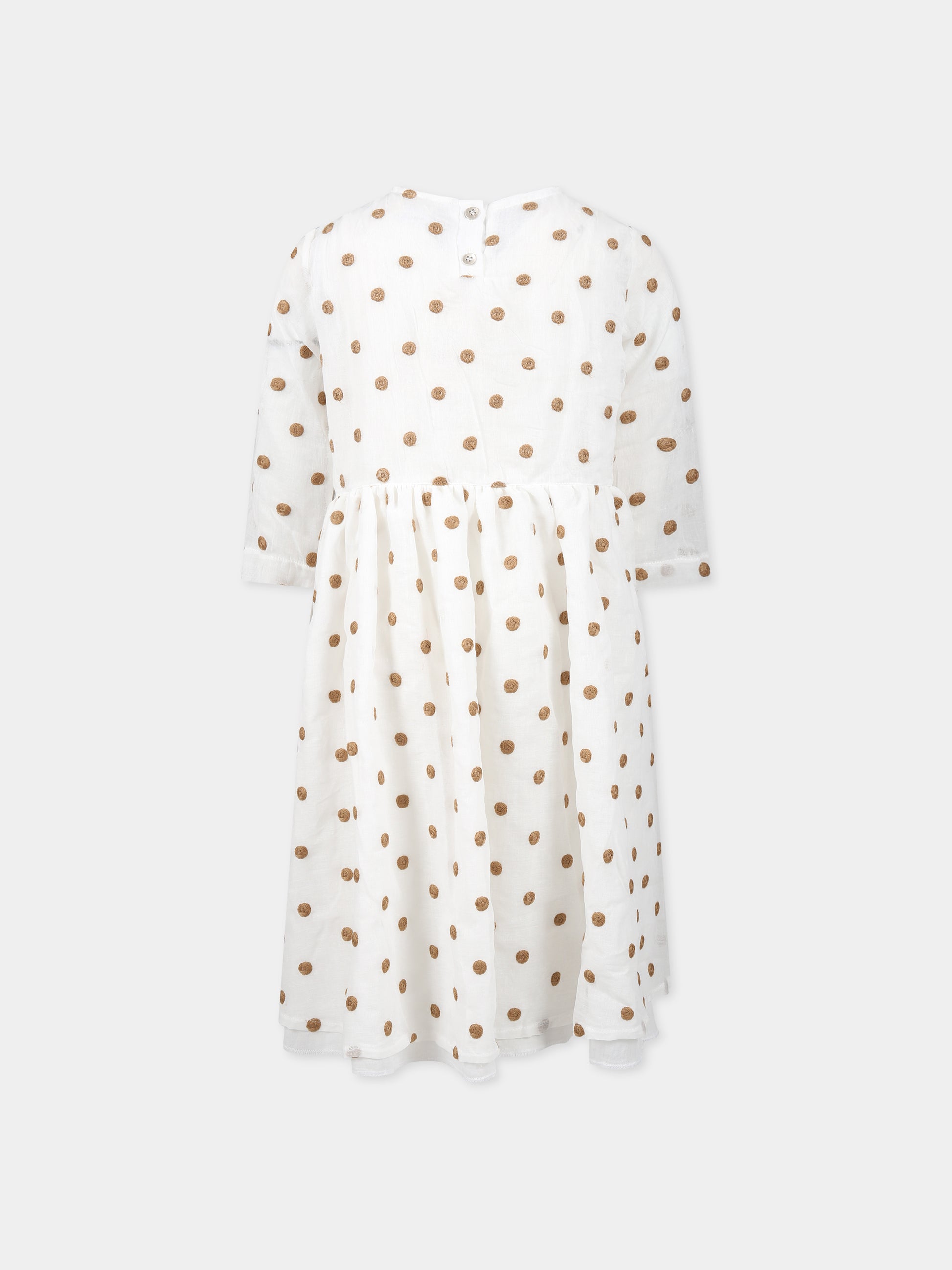 Vestito bianco per bambina con ricami,Caffe' D'orzo,ZS1A60 K0133 101MA
