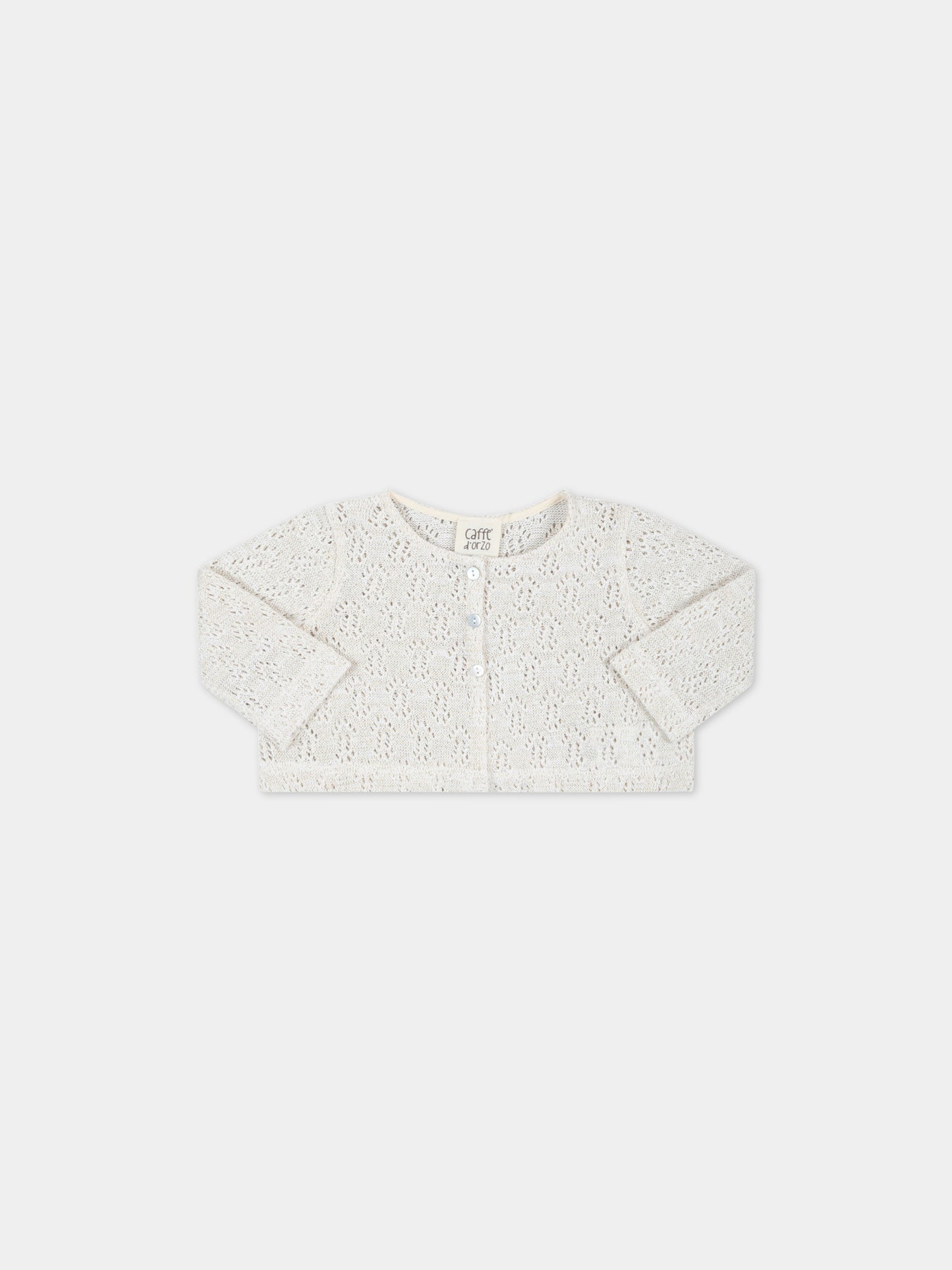Cardigan beige per neonata con dettagli in lurex,Caffe' D'orzo,ZS9000 Q0009 106