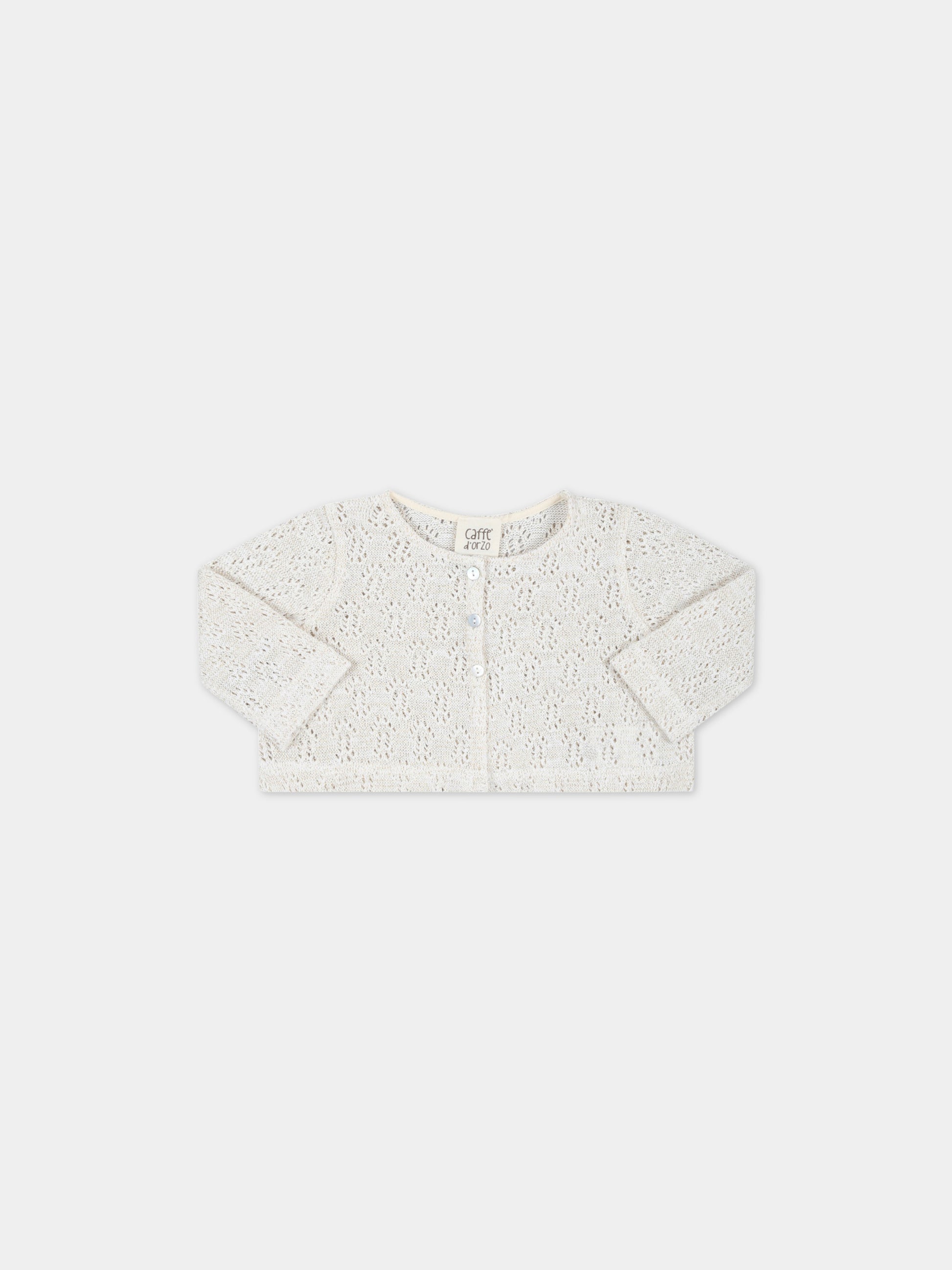 Cardigan beige per neonata con dettagli in lurex,Caffe' D'orzo,ZS9000 Q0009 106