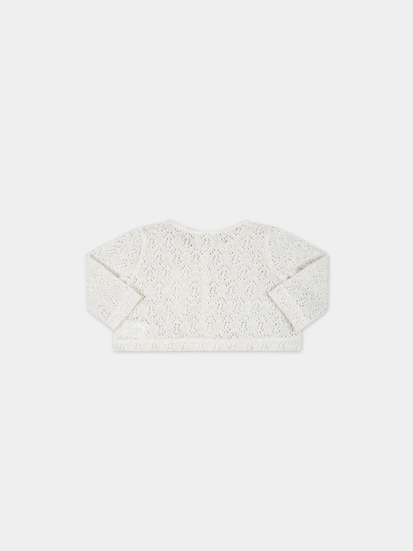 Cardigan beige per neonata con dettagli in lurex,Caffe' D'orzo,ZS9000 Q0009 106
