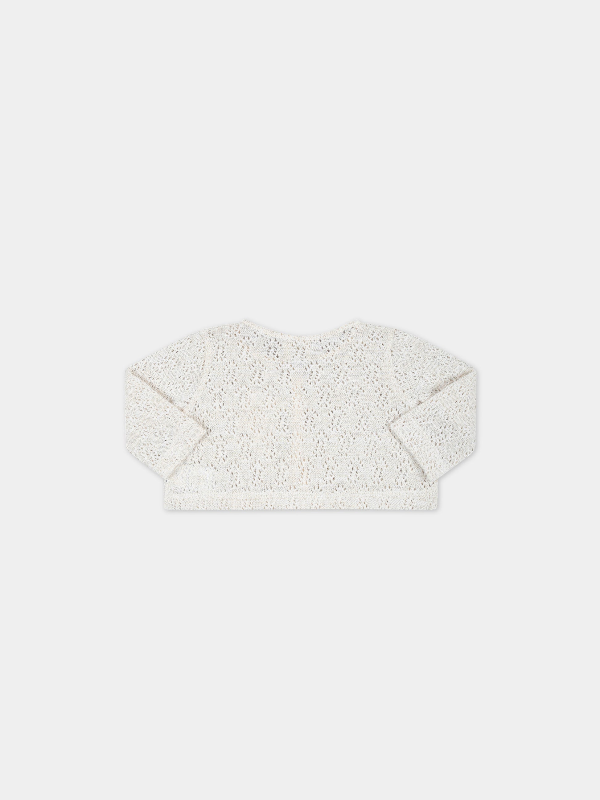 Cardigan beige per neonata con dettagli in lurex,Caffe' D'orzo,ZS9000 Q0009 106