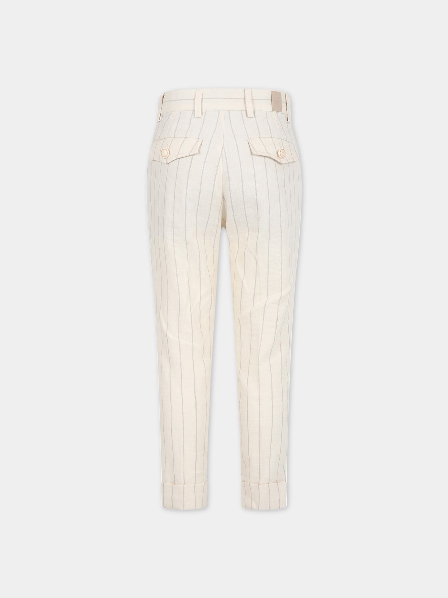 Pantaloni avorio per bambino con logo,Eleventy,ES6P40 G0086 105BG