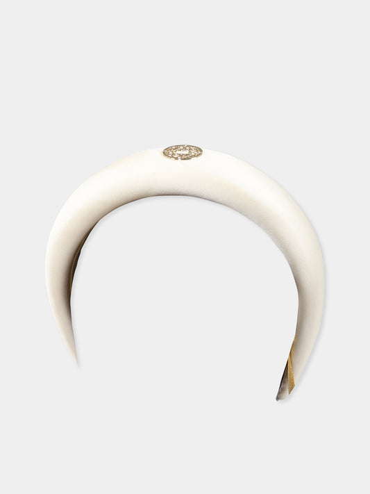 Cerchietto avorio per bambina con logo,Elie Saab,LS0A04 S0004 101